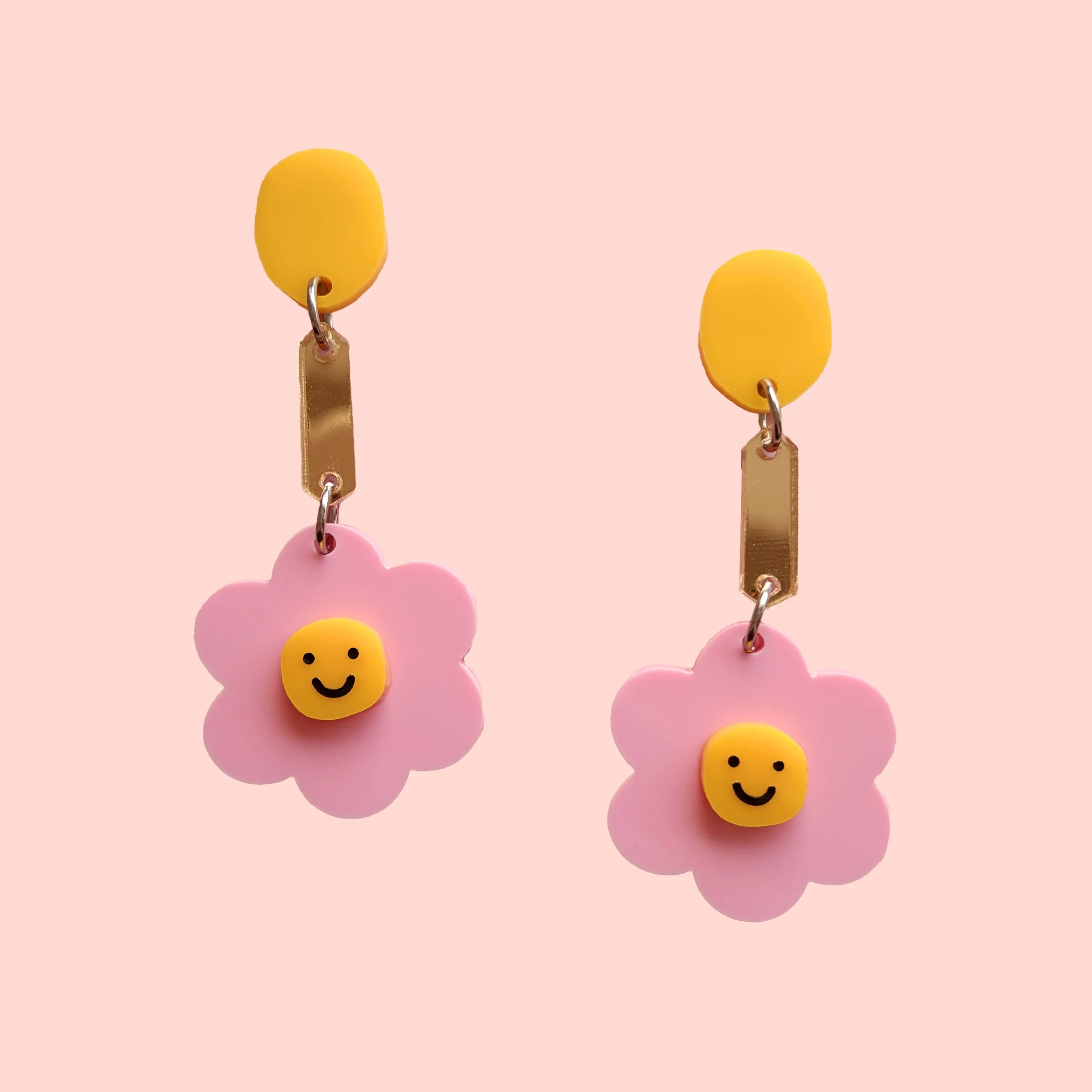 Smiley Flowers Midi Drops (Candy-Pink/Yellow/Gold)