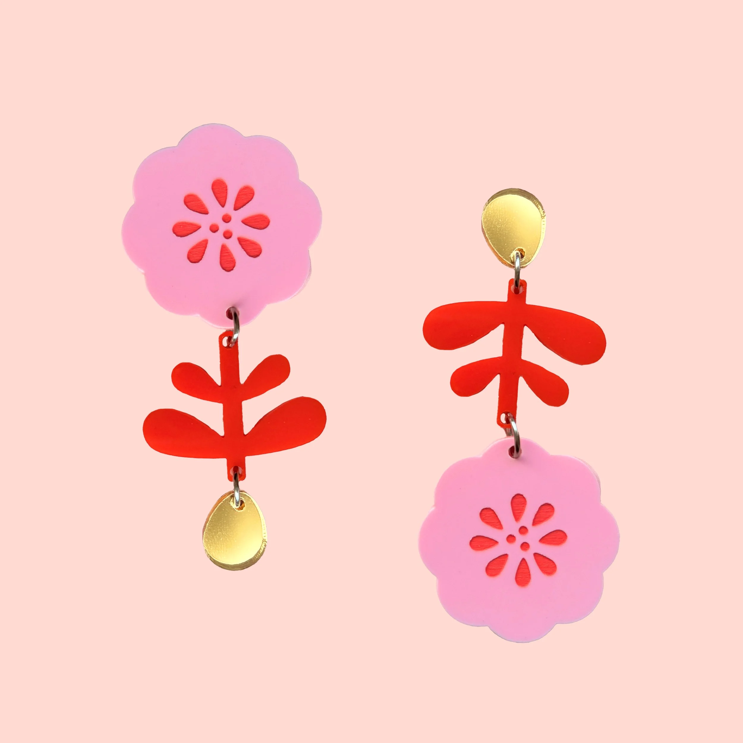 Floral Folk 1 - MISMATCH - (Candy-Pink/70s Red/Gold)