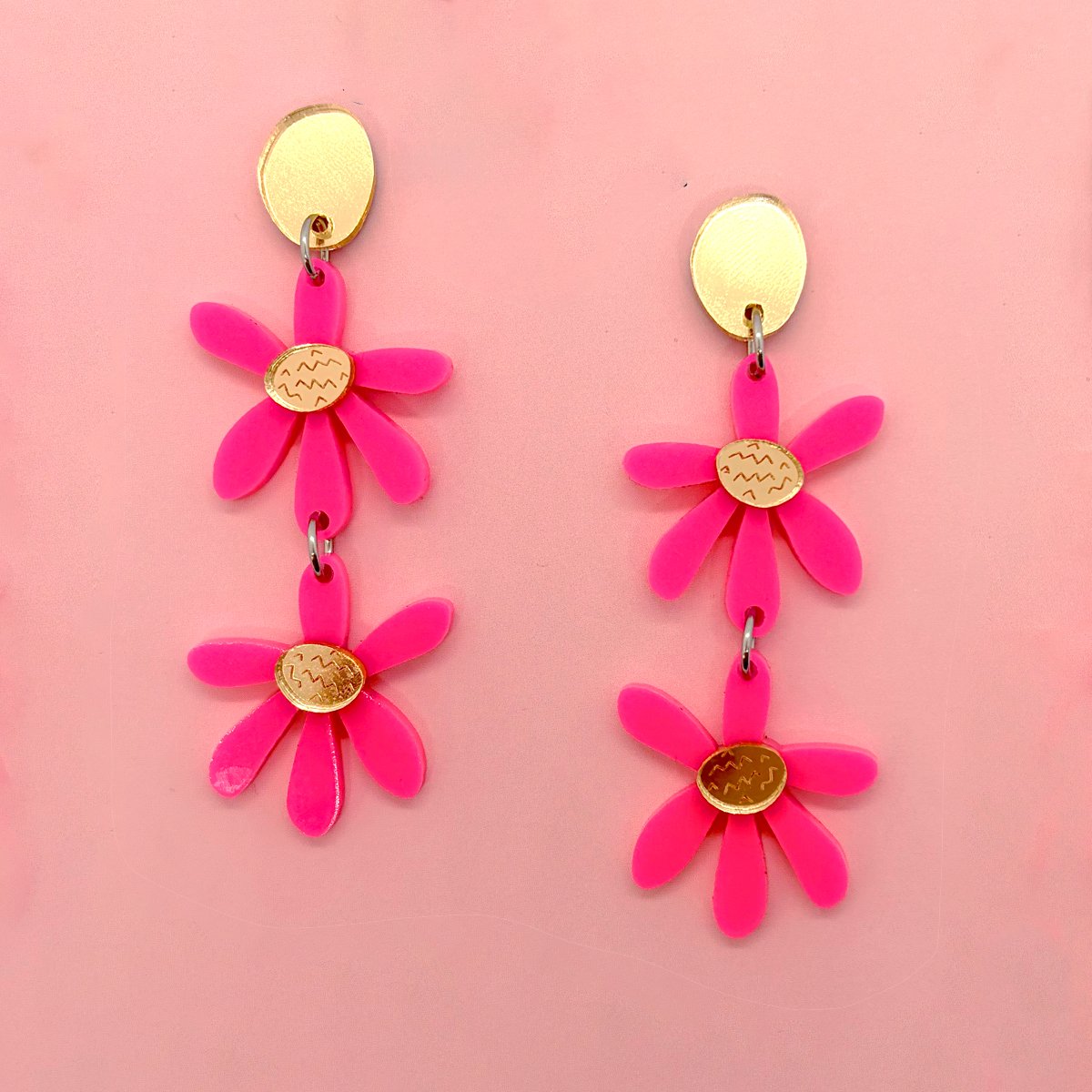 Flower Twins (Hot Pink/Gold)