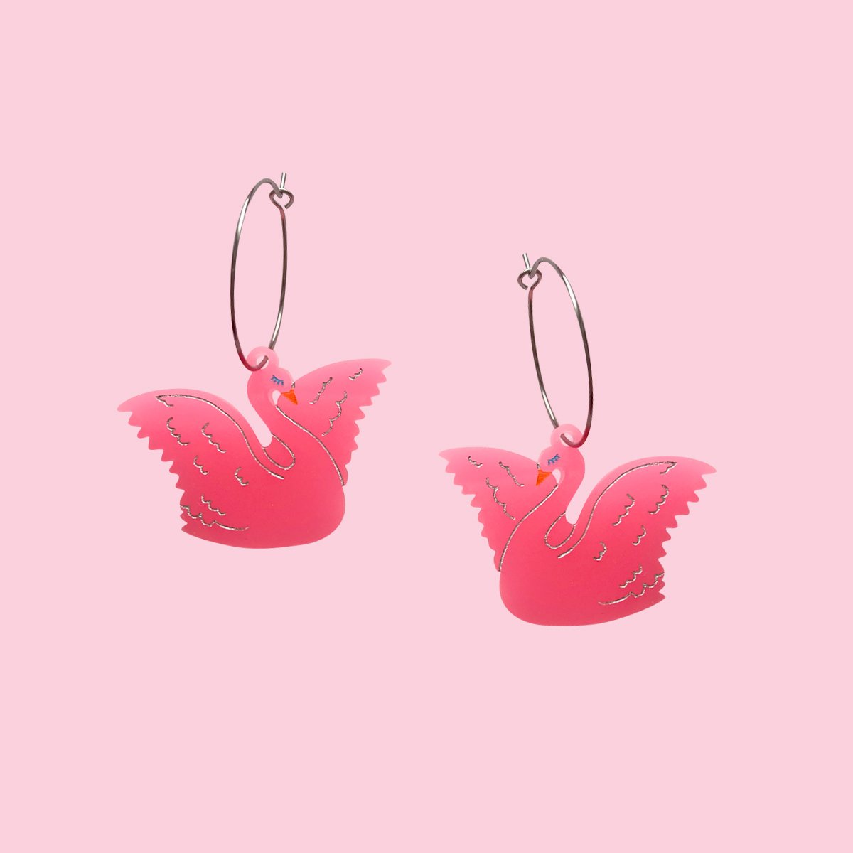 Mini Swan Hoops (Neon Pink)