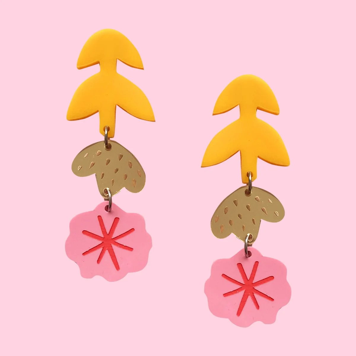 Collage Flowers #5 (Butter-Yellow/Gold/Candy-Pink)