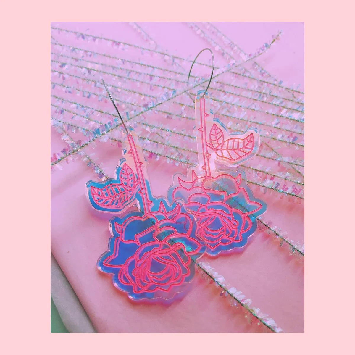 Statement Rose Hoops (Iridescent)
