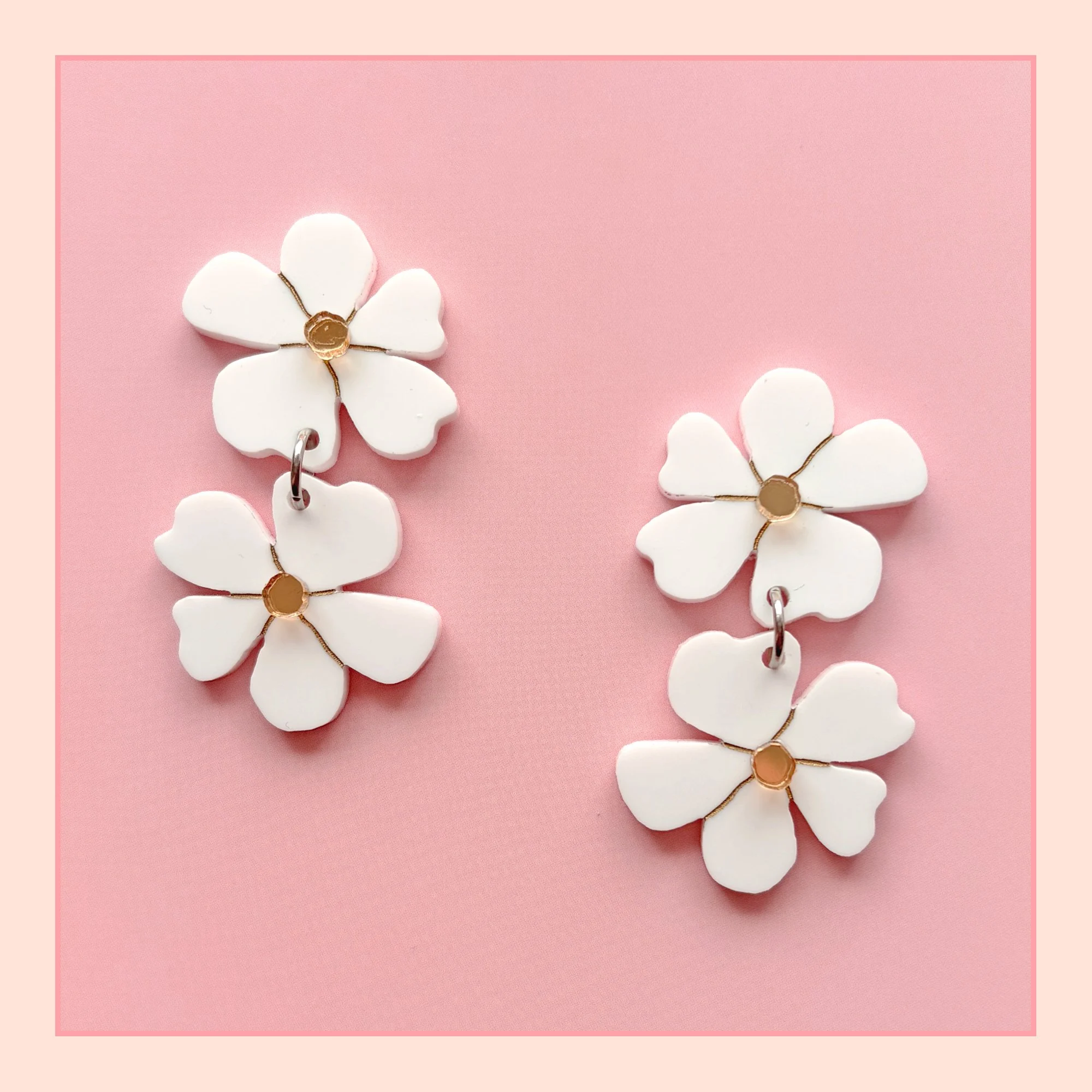 Blossom Double Drops (White/Gold)