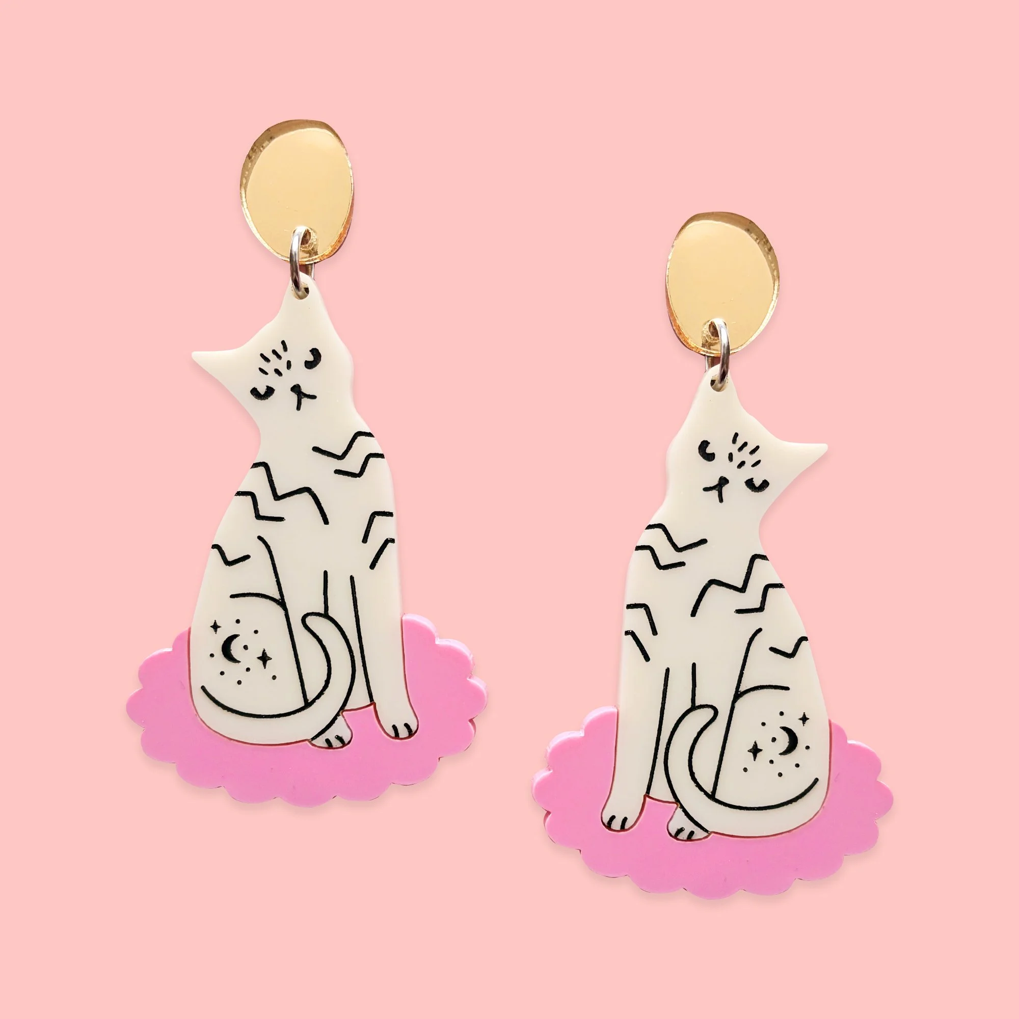Cats On Mats (Mushroom/Candy Pink/Gold)