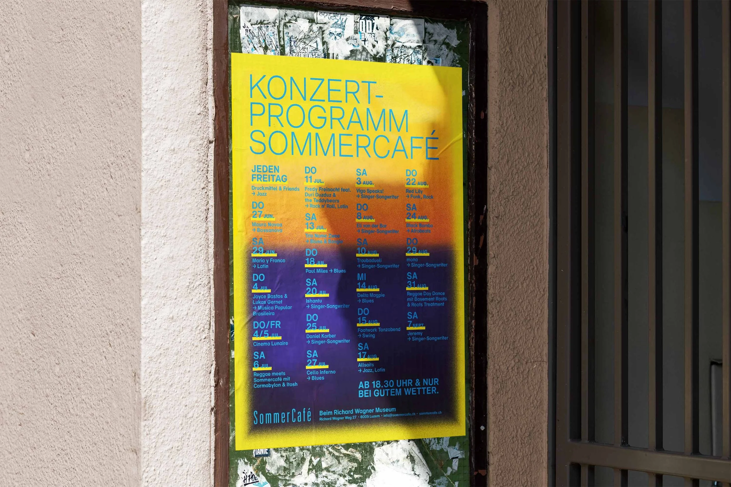 Plakatdesign eines Veranstaltungskalenders für eine Konzertreihe