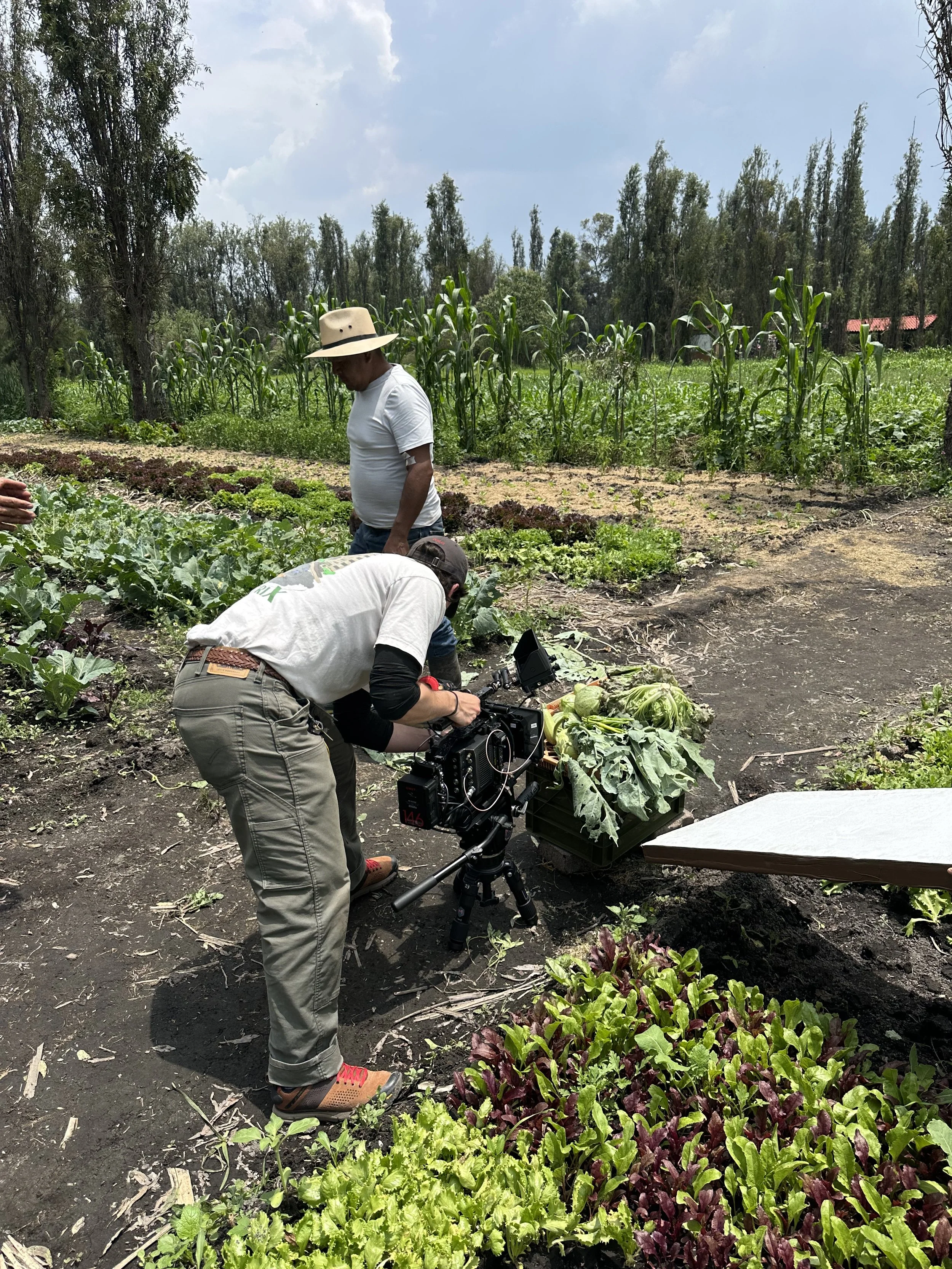 On location for a documentary in the Chinampas in the south of Mexico City