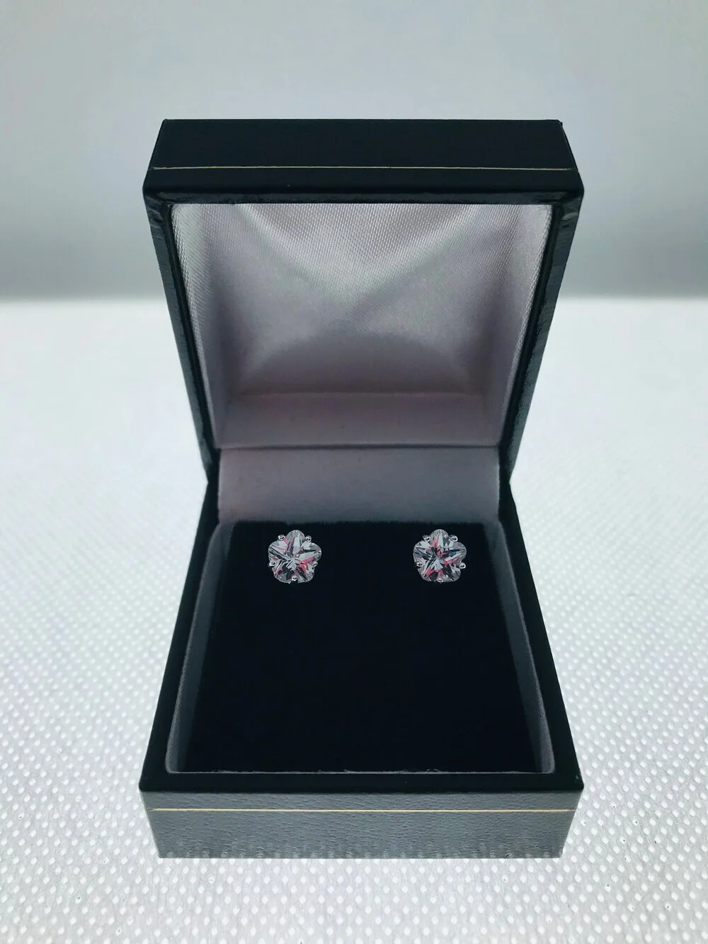 Genuine Sterling Silver & Clear Cubic Zirconia Flower Stud Earrings