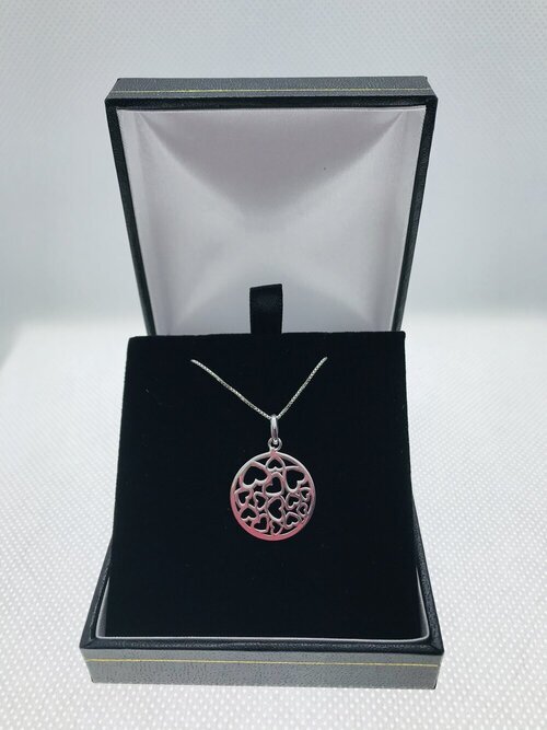 Genuine Sterling Silver Circle of Hearts Pendant