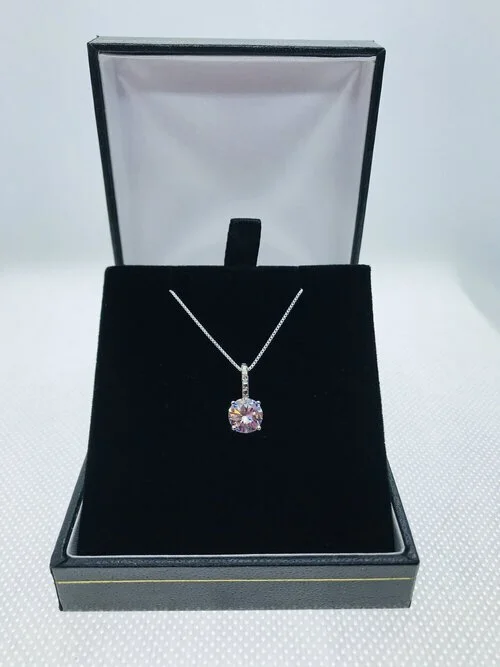 Genuine Sterling Silver Clear Cubic Zirconia Necklace