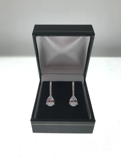 Genuine Sterling Silver Cubic Zirconia Teardrop Earrings