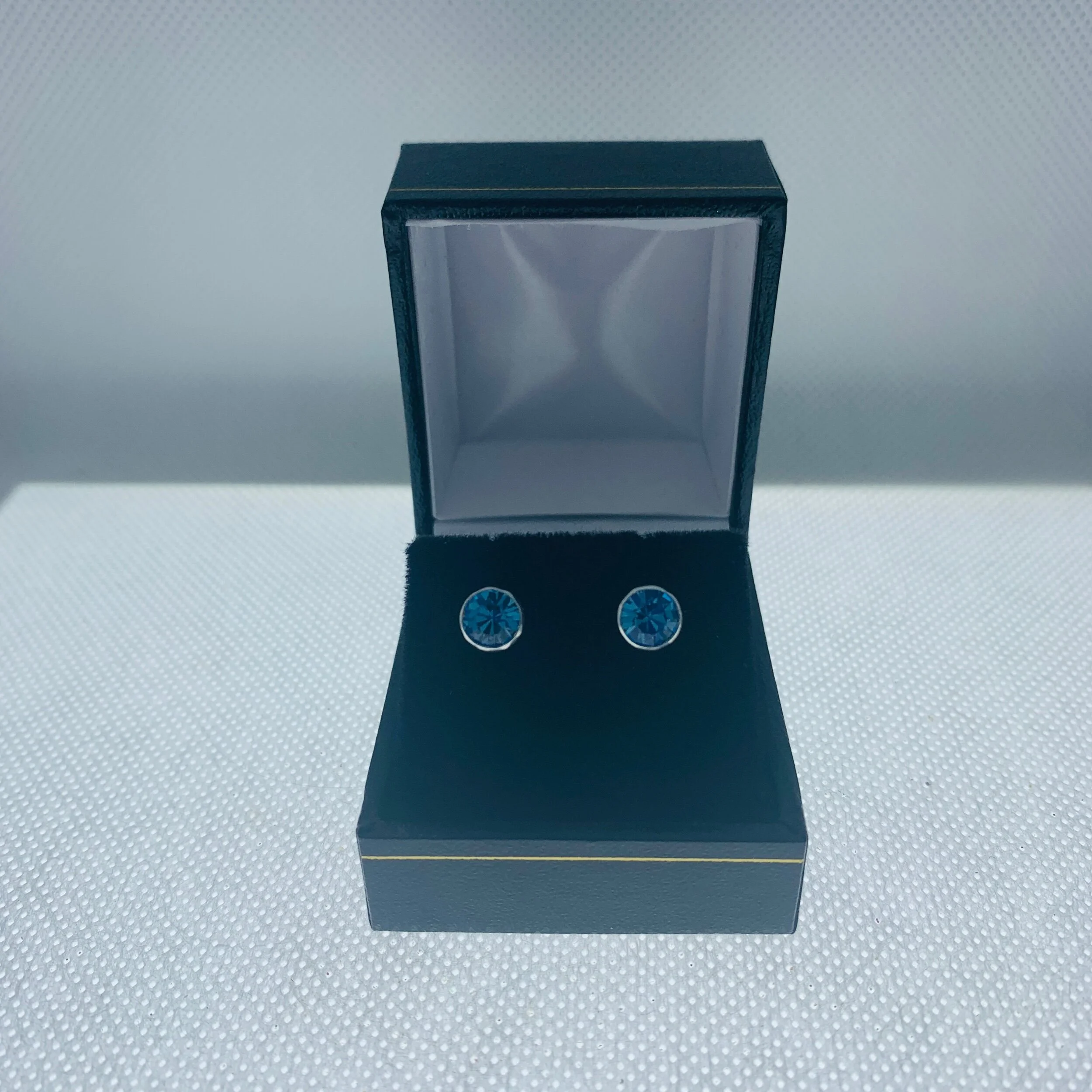 sterling silver round aqua blue stud earrings