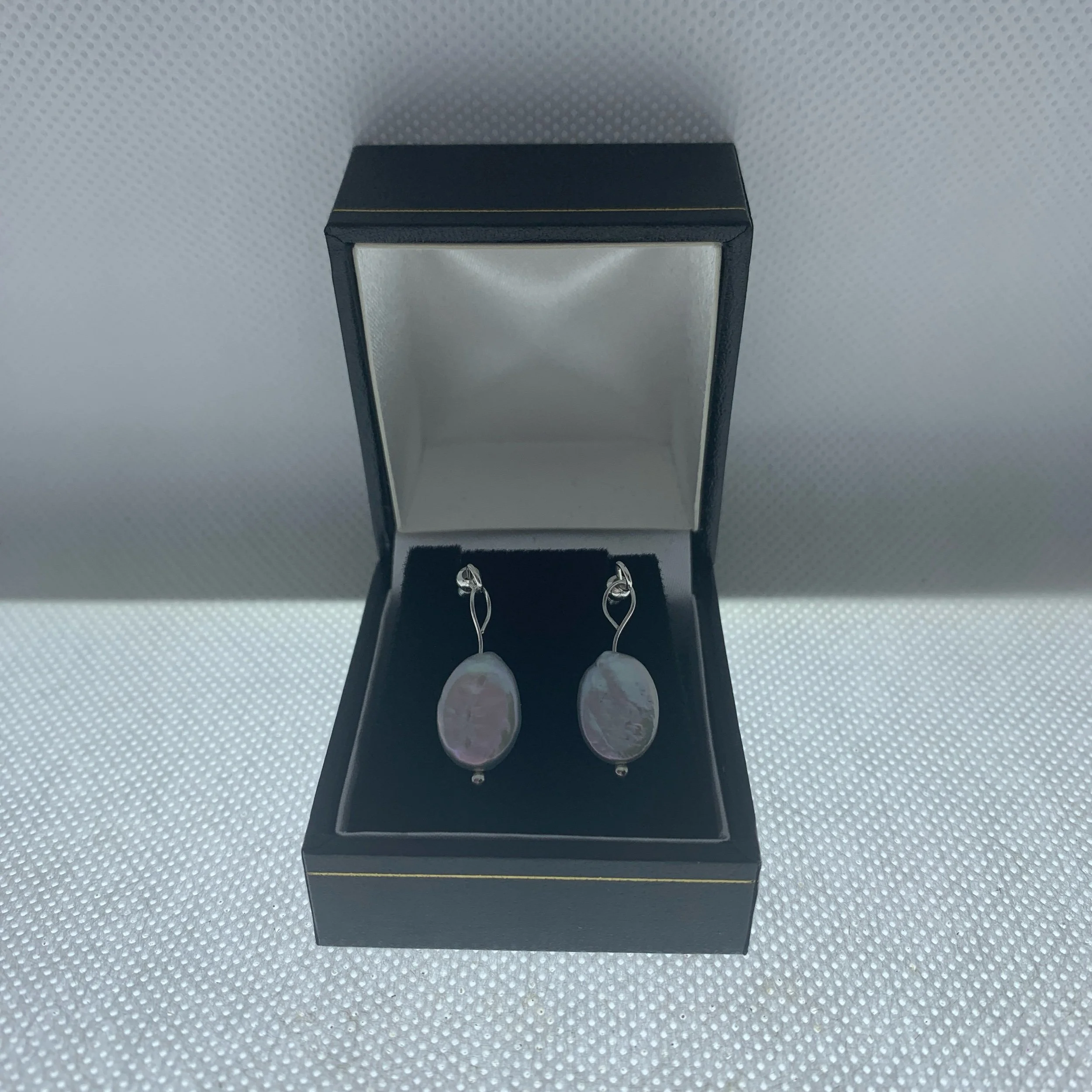 oval freshwater pearl drop earrings on silver ear hooks woman girls birthday Christmas wedding bridal