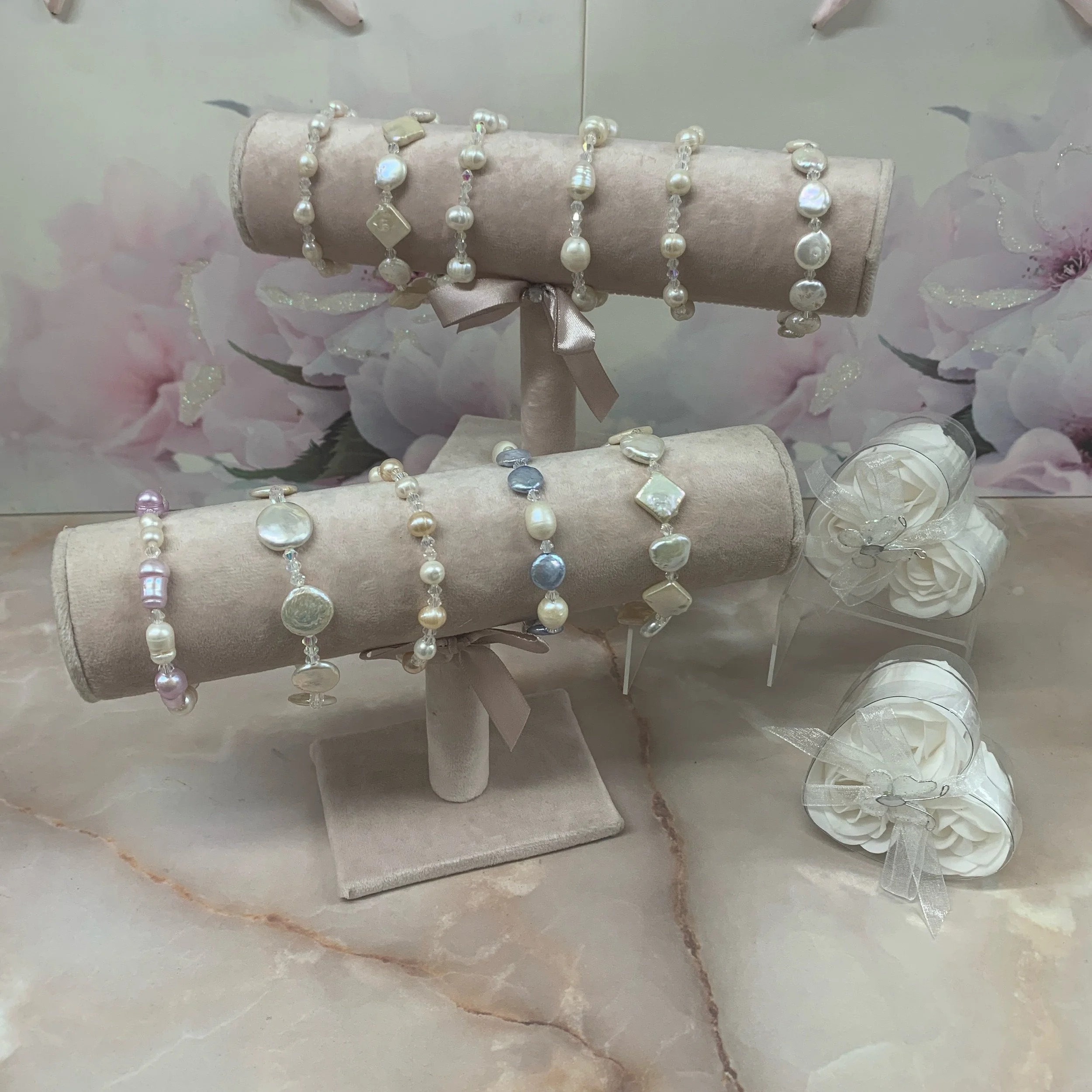 freshwater pearl bracelet on elastic girls womens gift birthday christmas bridal bridesmaid