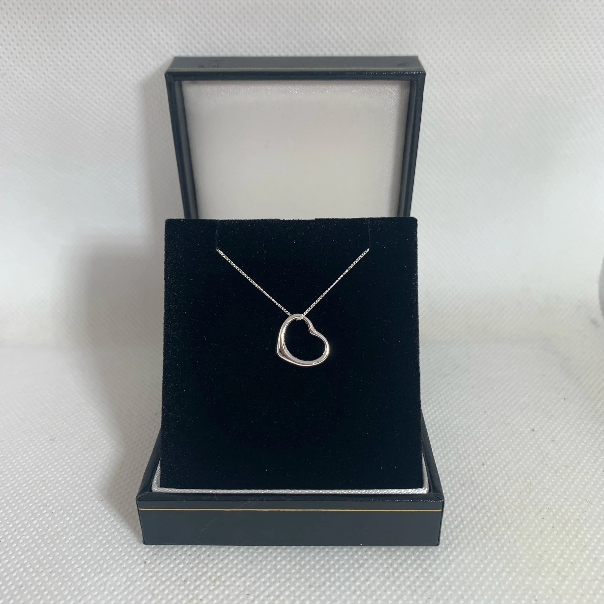 sterling silver open heart pendant on sterling silver 18 inch chain in black gift box for women girl christmas birthday gift
