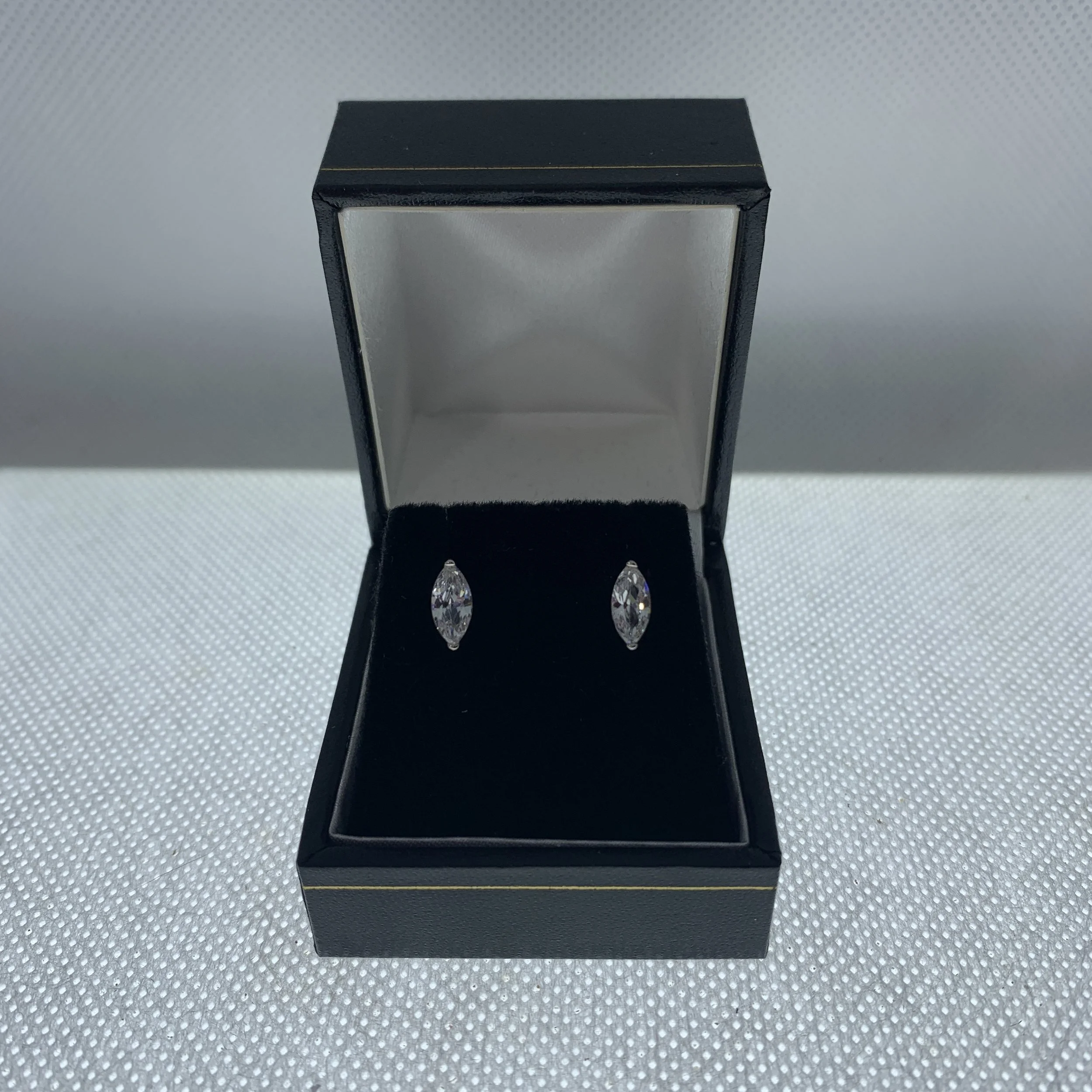 Genuine Sterling Silver & Cubic Zirconia Marquis Cut Stud Earrings