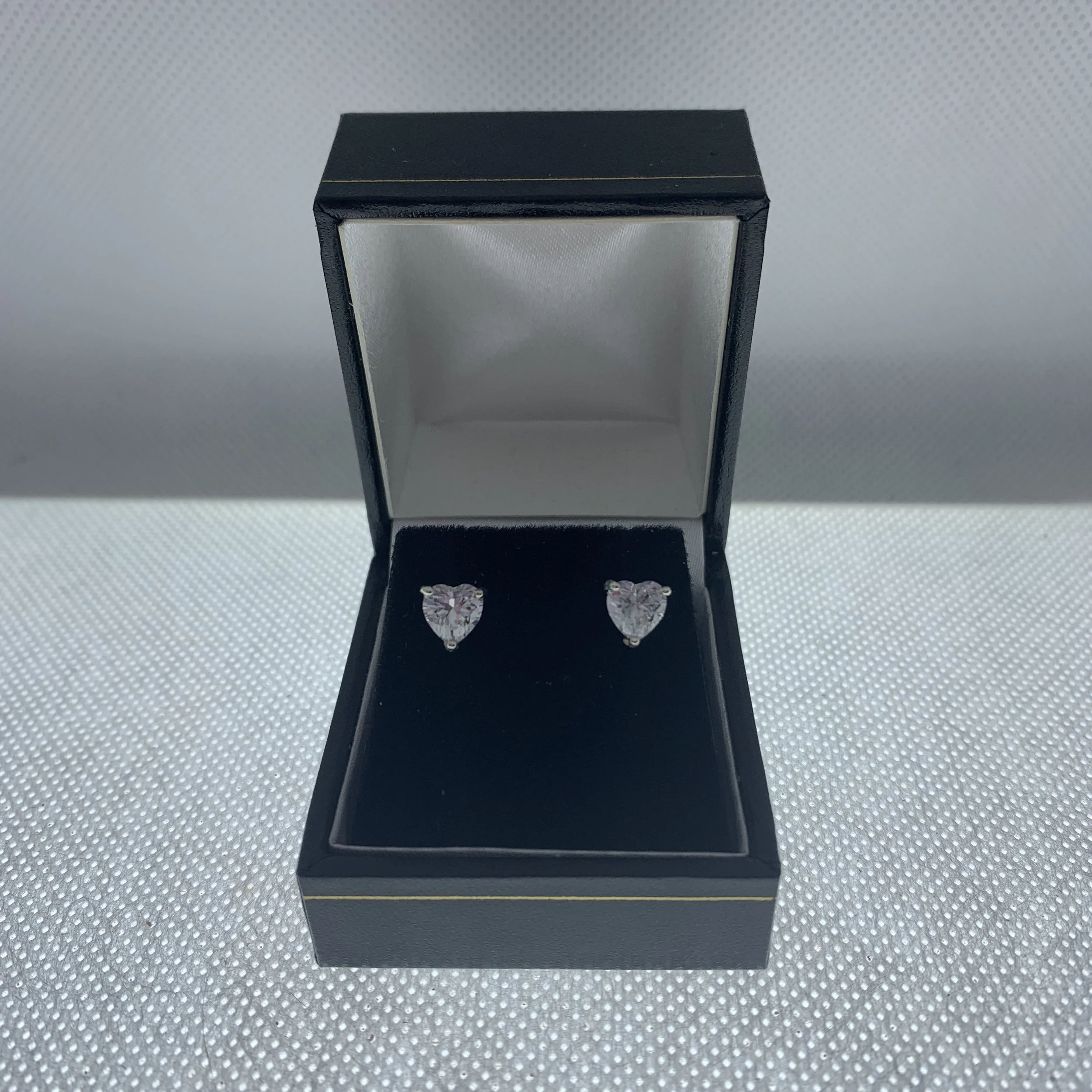 Genuine Sterling Silver Clear Cubic Zirconia Heart Stud Earrings