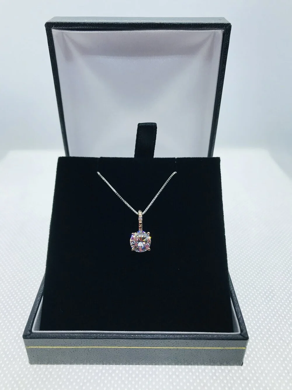 Genuine Sterling Silver & Rose Gold Clear Cubic Zirconia Necklace