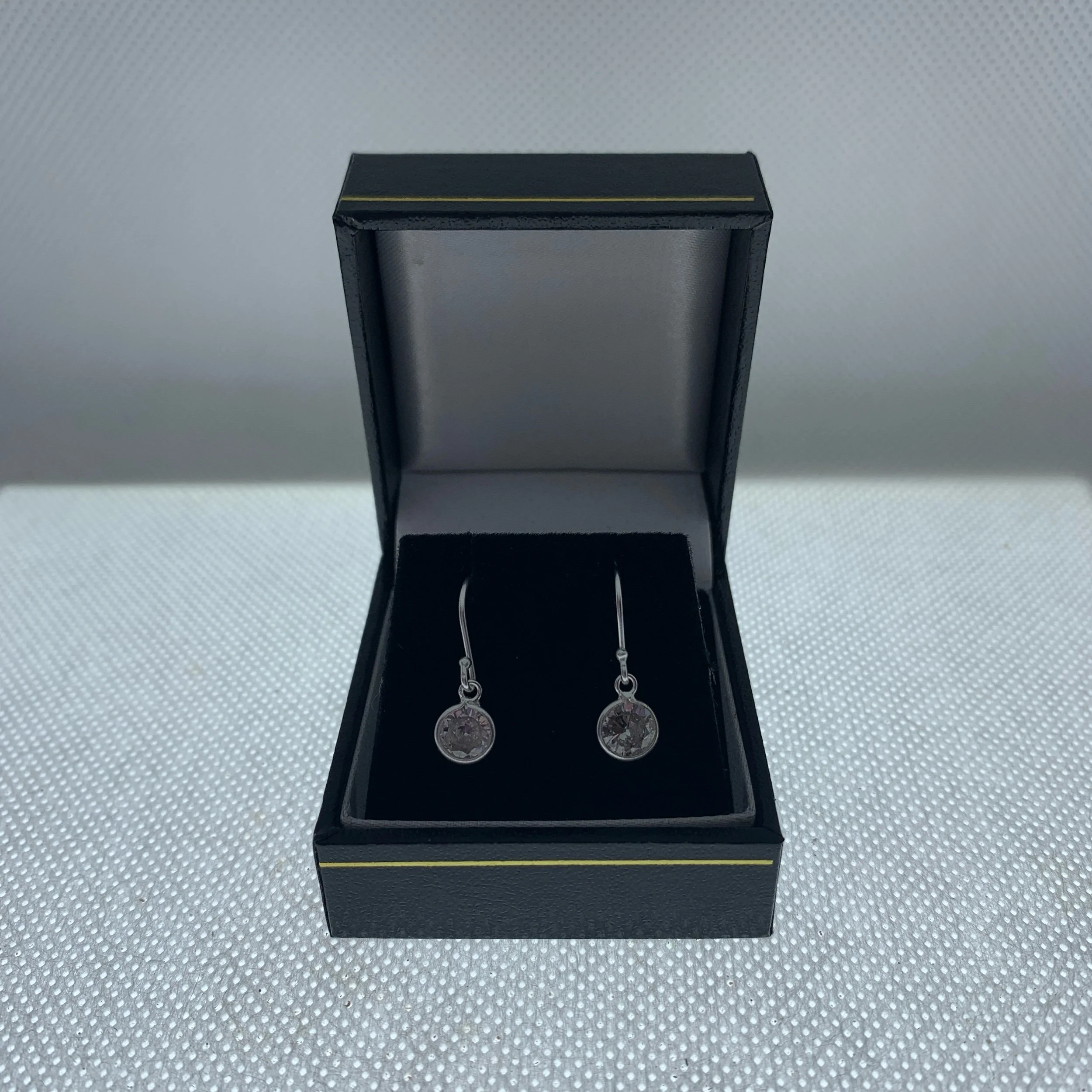 Genuine Sterling Silver Clear Cubic Zirconia Round Drop Earrings