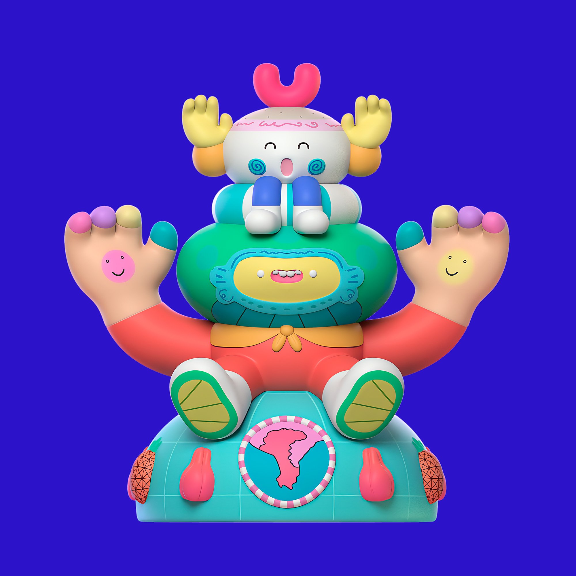 Frontal 3D render model of the Hakka Living Festival inflatable character created by Brosmind.