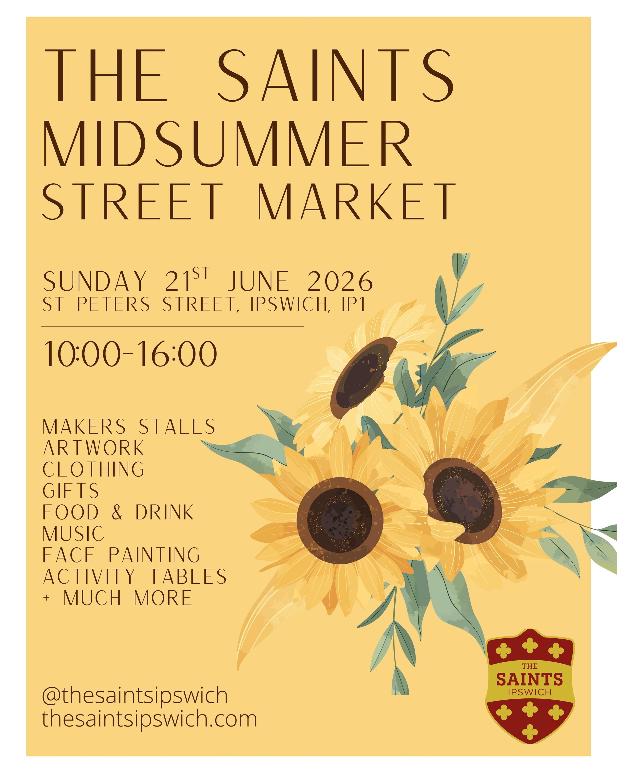 The count-down is on for the Saints Midsummer Street Market on Sunday 21st June! ☀️

Keep your eyes peeled as we&rsquo;ll soon be revealing our amazing vendors, along with all the activities and events happening throughout the day.

It&rsquo;s set to