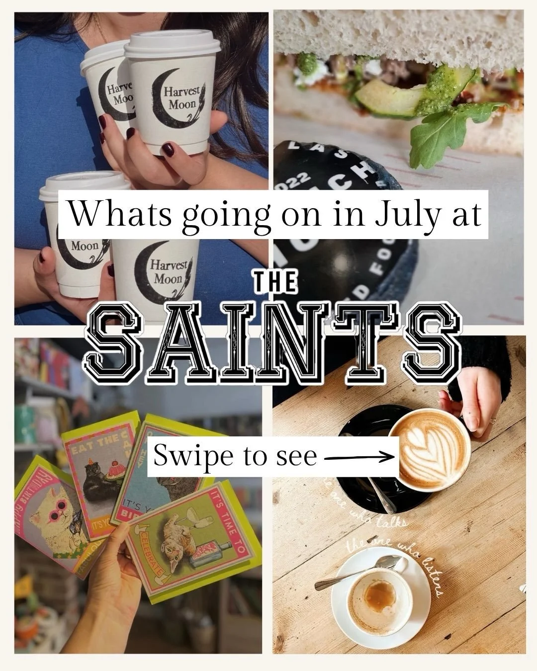 Swipe to see all what&rsquo;s going on at The Saints this August!
Including art exhibitions, music events, sales, mediumship, and much more!
