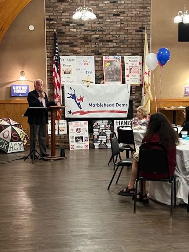 Essex County Sheriff Kevin Coppinger addresses the crowd at the 2025 MDTC picnic. 