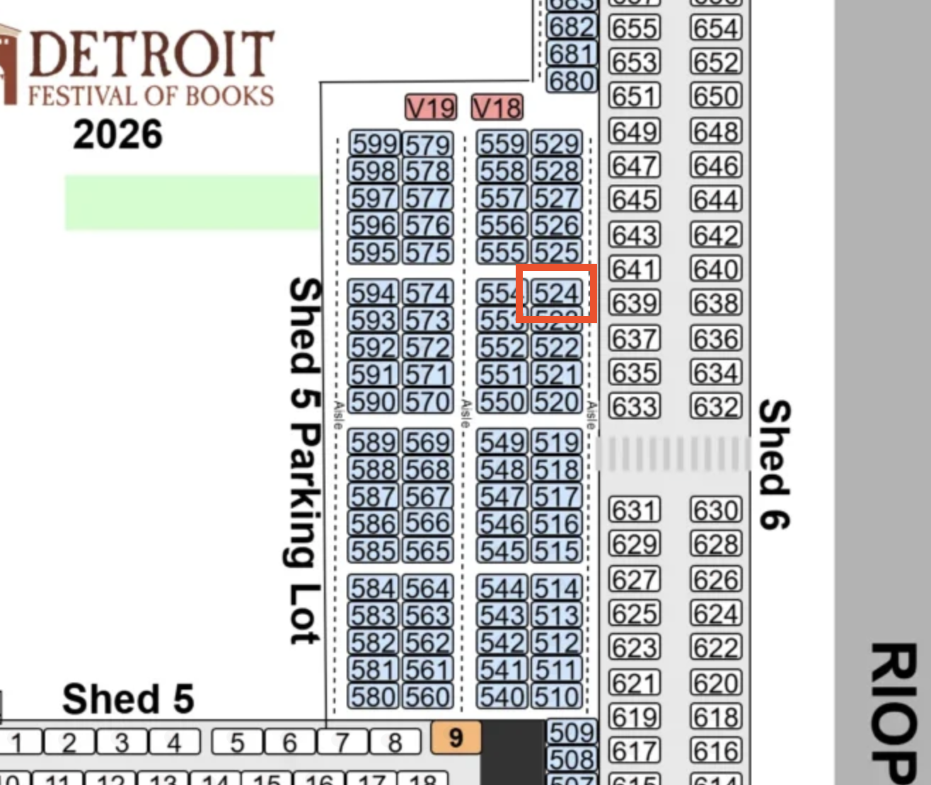 Booth 524, Shed 5 Parking Lot