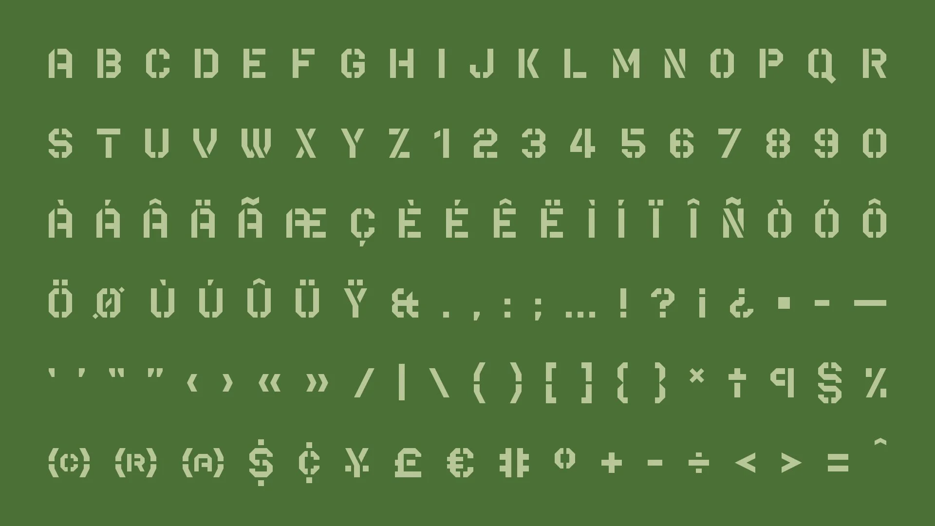 Type specimen example of the font Bridge