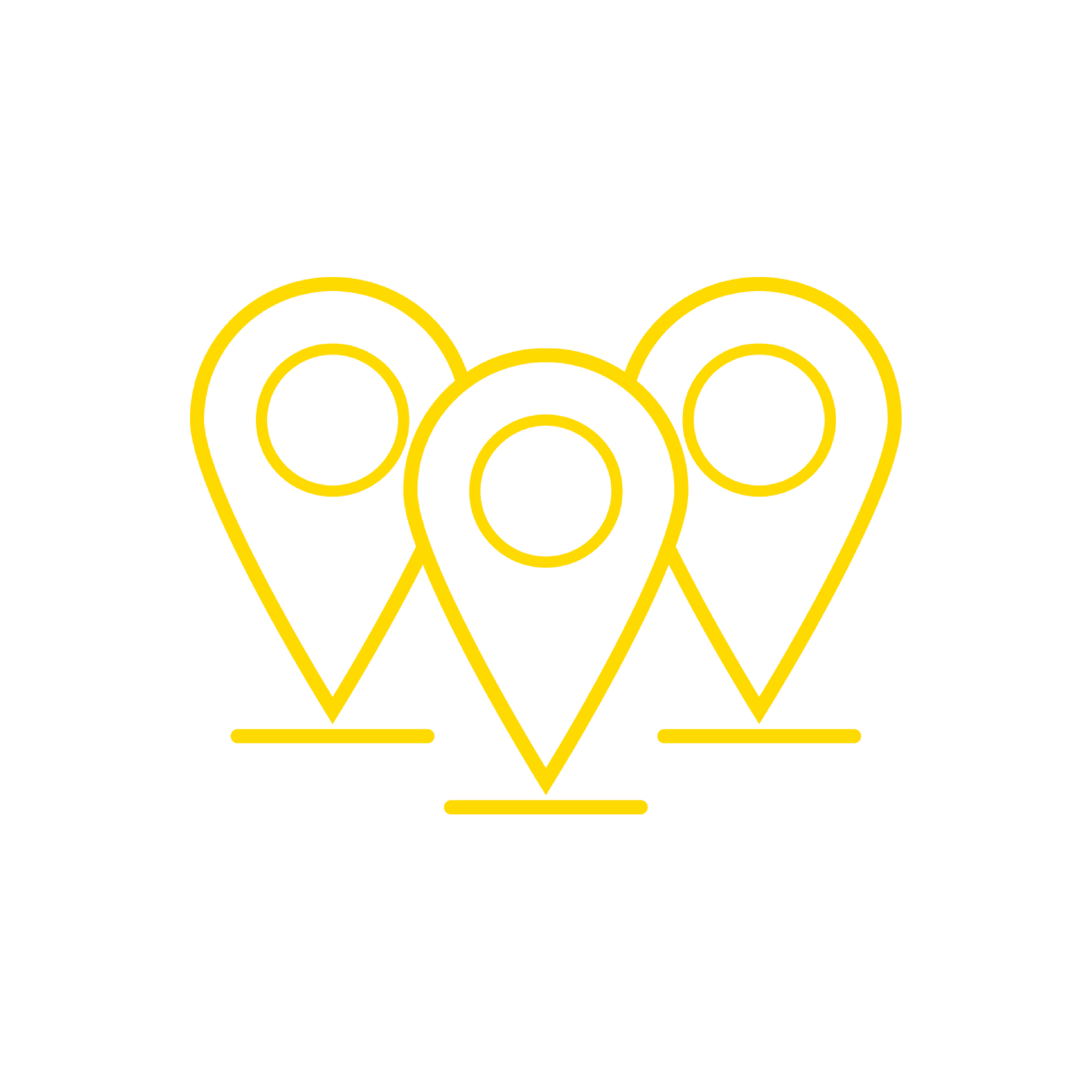 Yellow location pin icons on black background