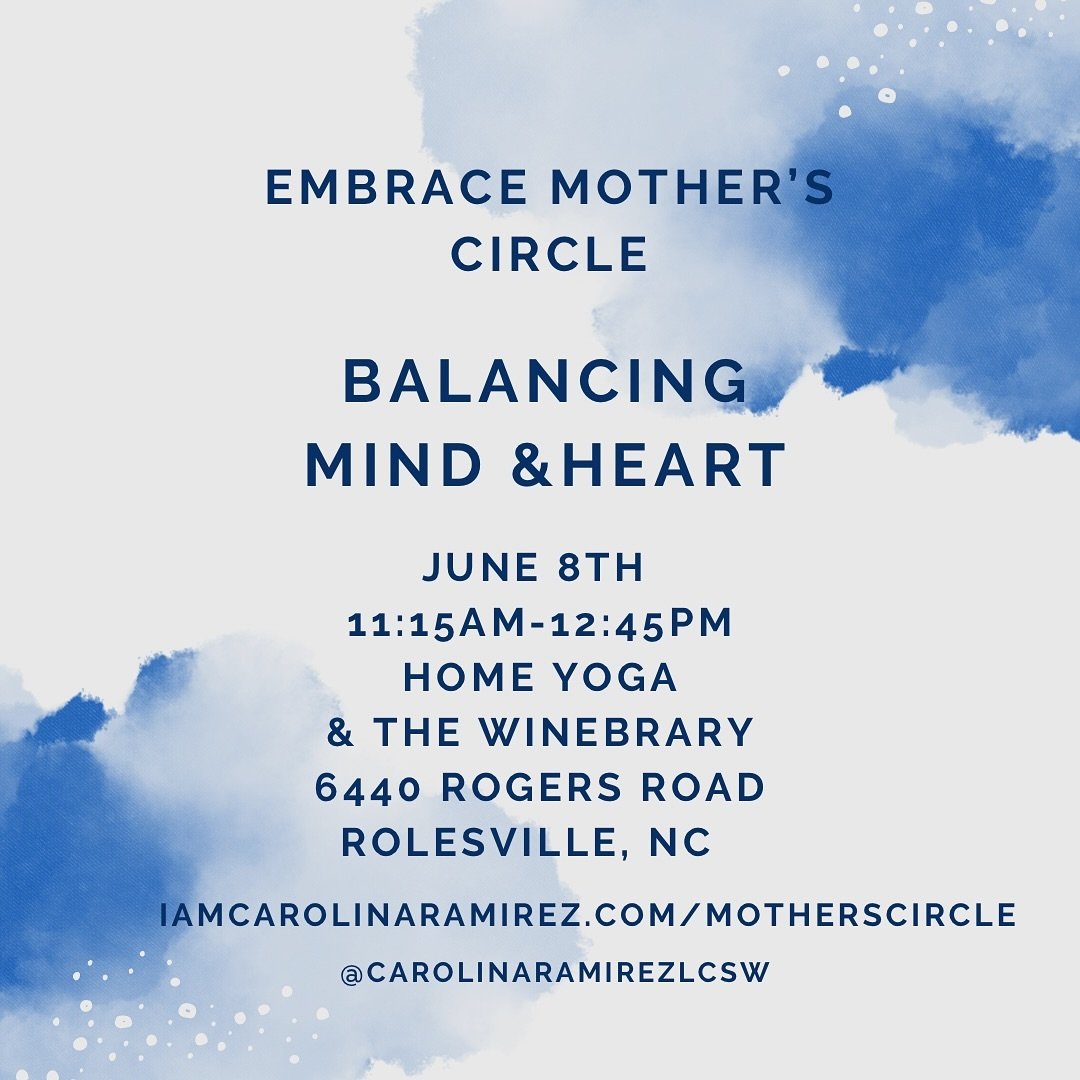 ✨ Join us for June&rsquo;s Embrace Mother&rsquo;s Circle✨

June theme: Balancing Mind and Heart&nbsp;

🔹 Saturday, June 8th
🔹 11:15am-12:45pm
🔹 Home Yoga &amp; The Winebrary - 6440 Rogers Road, Rolesville, NC&nbsp;

As moms raising neurodivergent 