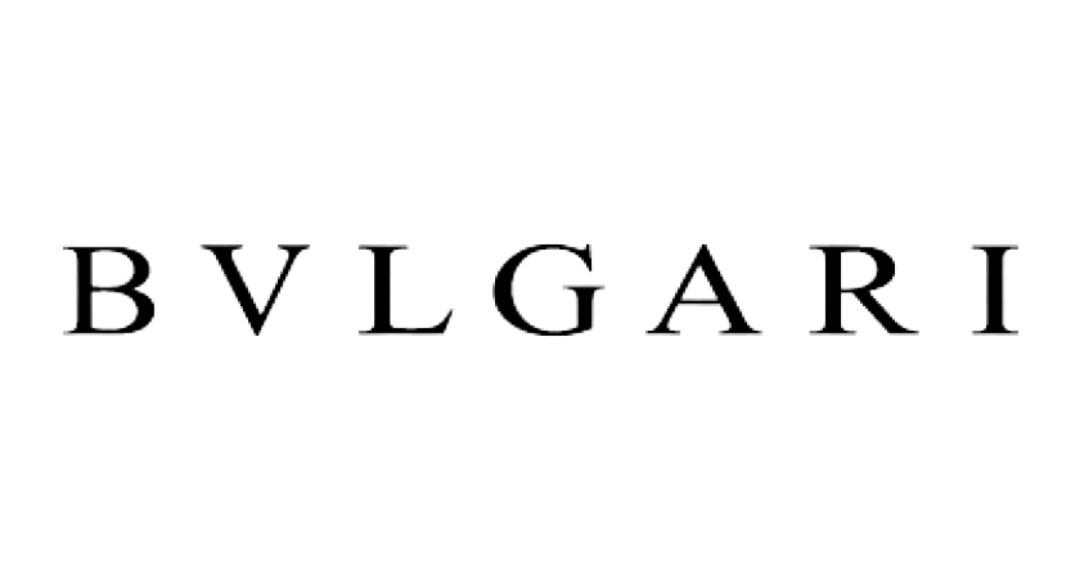 Black logo with the word 'BVLGARI' in silver letters.