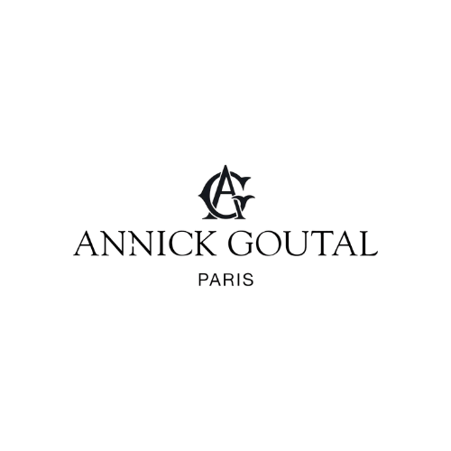 Black background with a logo featuring a stylized 'A' and 'G' intertwined, and the text 'ANNICK GOUTAL PARIS' beneath the logo.