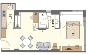 Premium 1-Bedroom Plus Suite Floor Plan