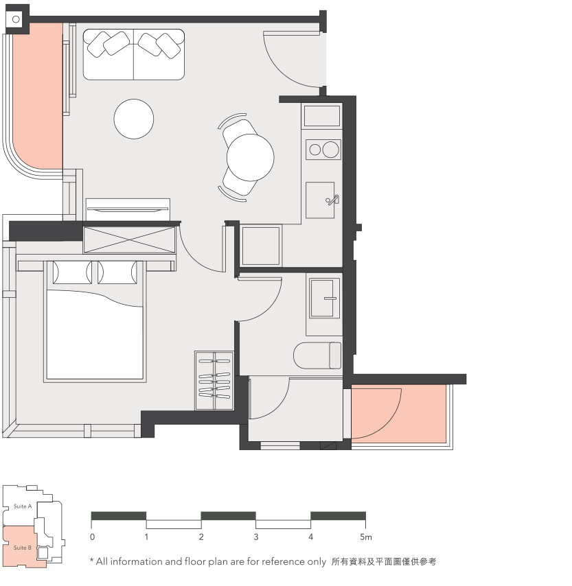 Suite B - 1 Bedroom with Balcony