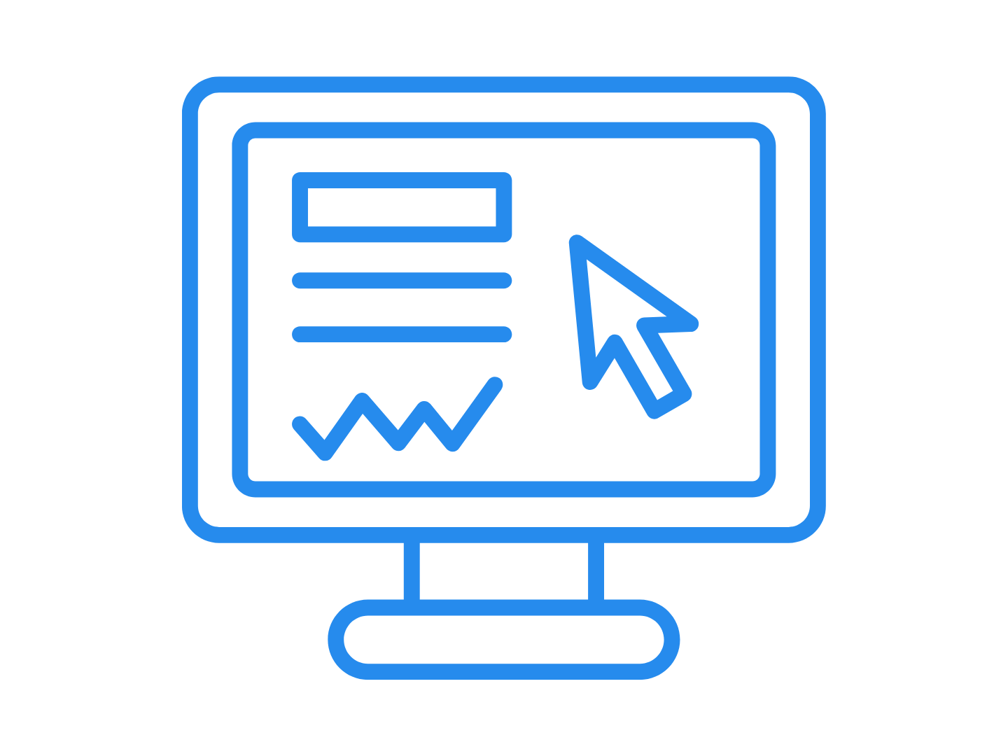 Blue Desktop icon with text on the screen and a curser