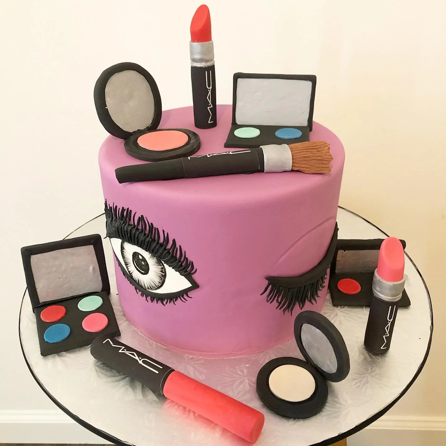 A #beautybloggers #maccosmetics #birthdaycake #sweetandshiny #alledible #handmade
