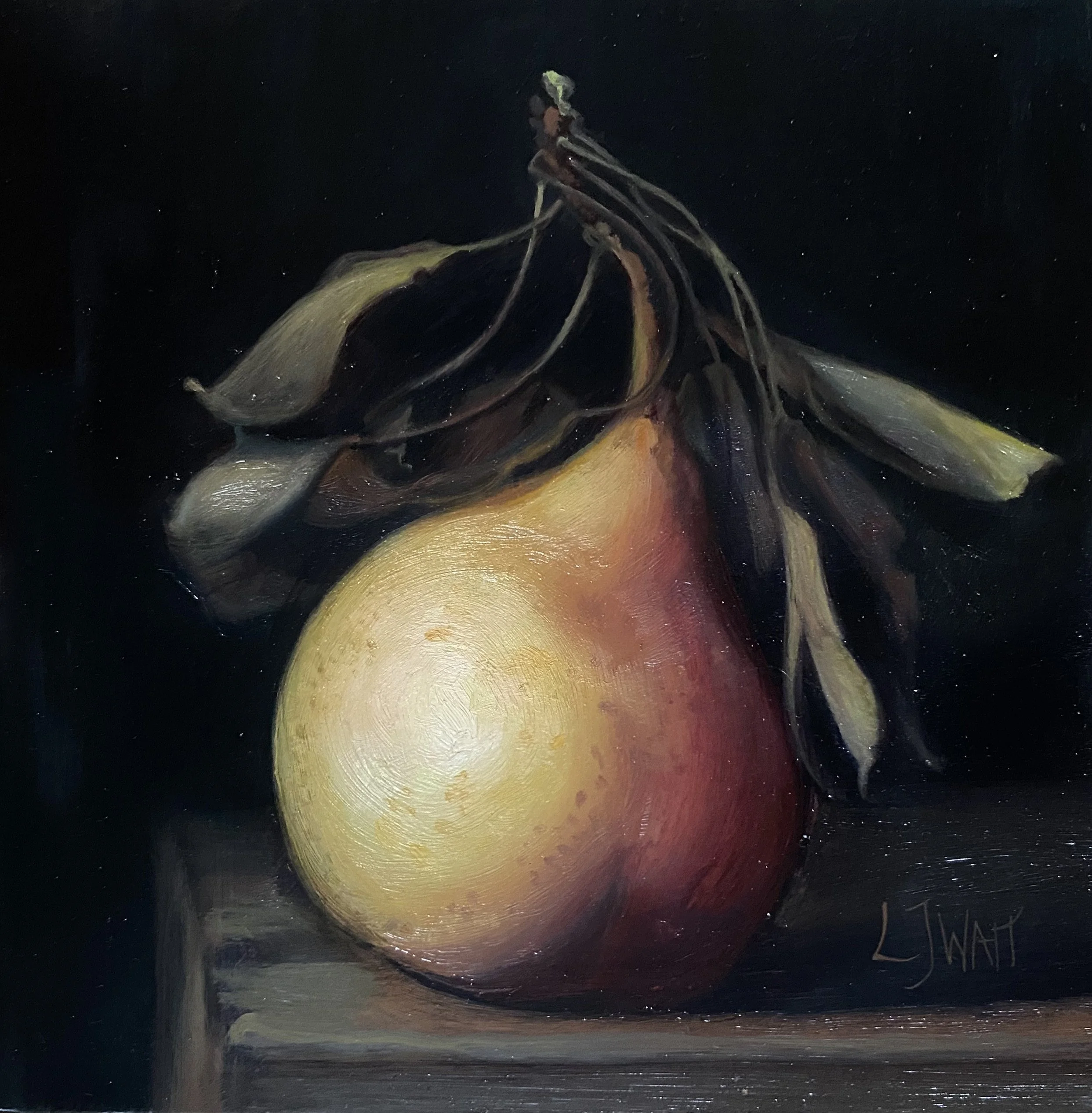 Pear -  Oil on panel 15x15cm Framed      £250 