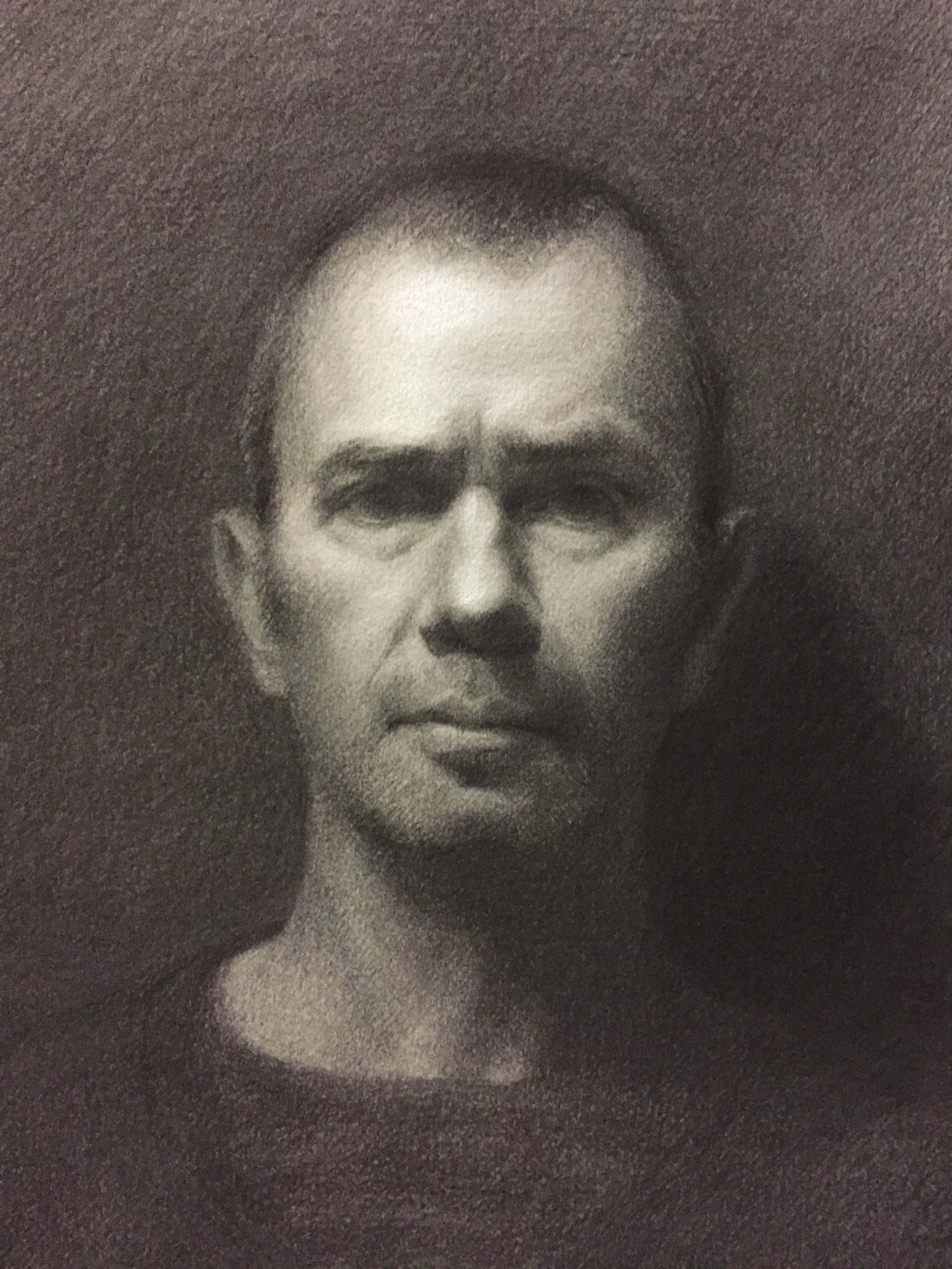 JJ Worsley nitram charcoal on hand toned paper     NFS