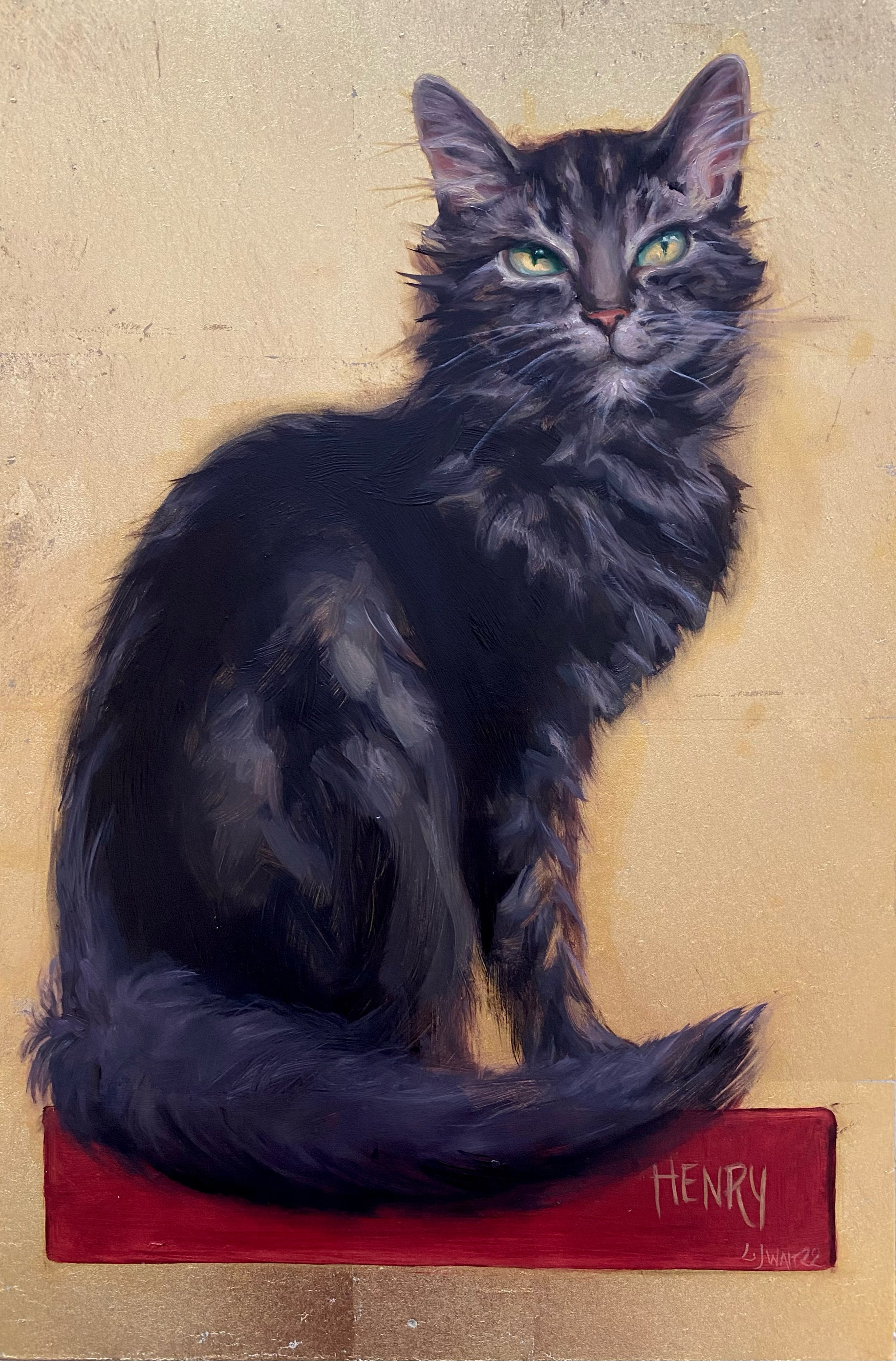 Henry - 18x20cm Oil on panel on 23 carat gold leaf panel 