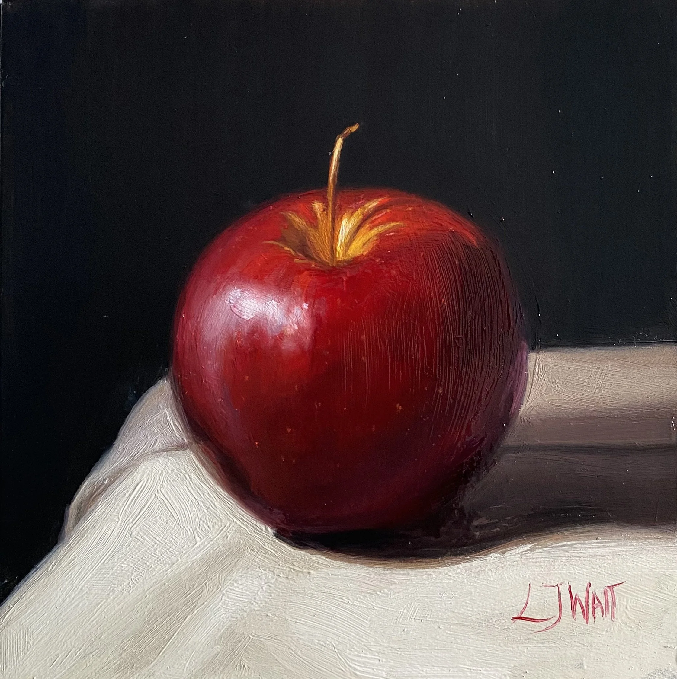 Red Apple -  Oil on panel 15x15cm Framed      £250 