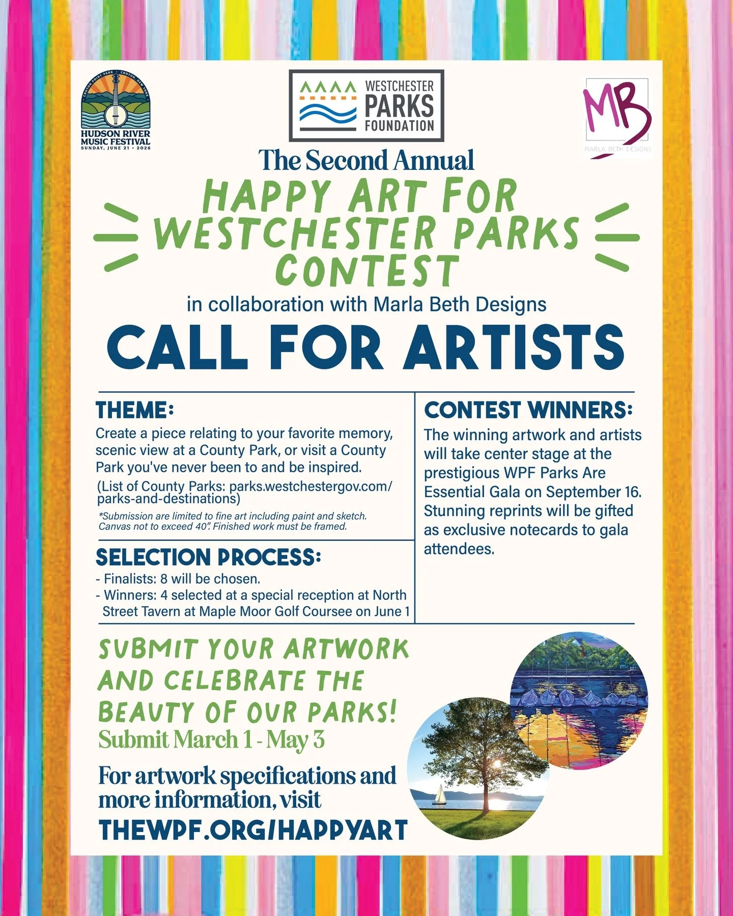 🚨 🎨 Calling All Artists! Join the Second Annual Happy Art for Westchester Parks Contest, a collaboration with @marlabeth_designs, and showcase your creativity inspired by the beauty of our county parks. The contest begins (and the official website 
