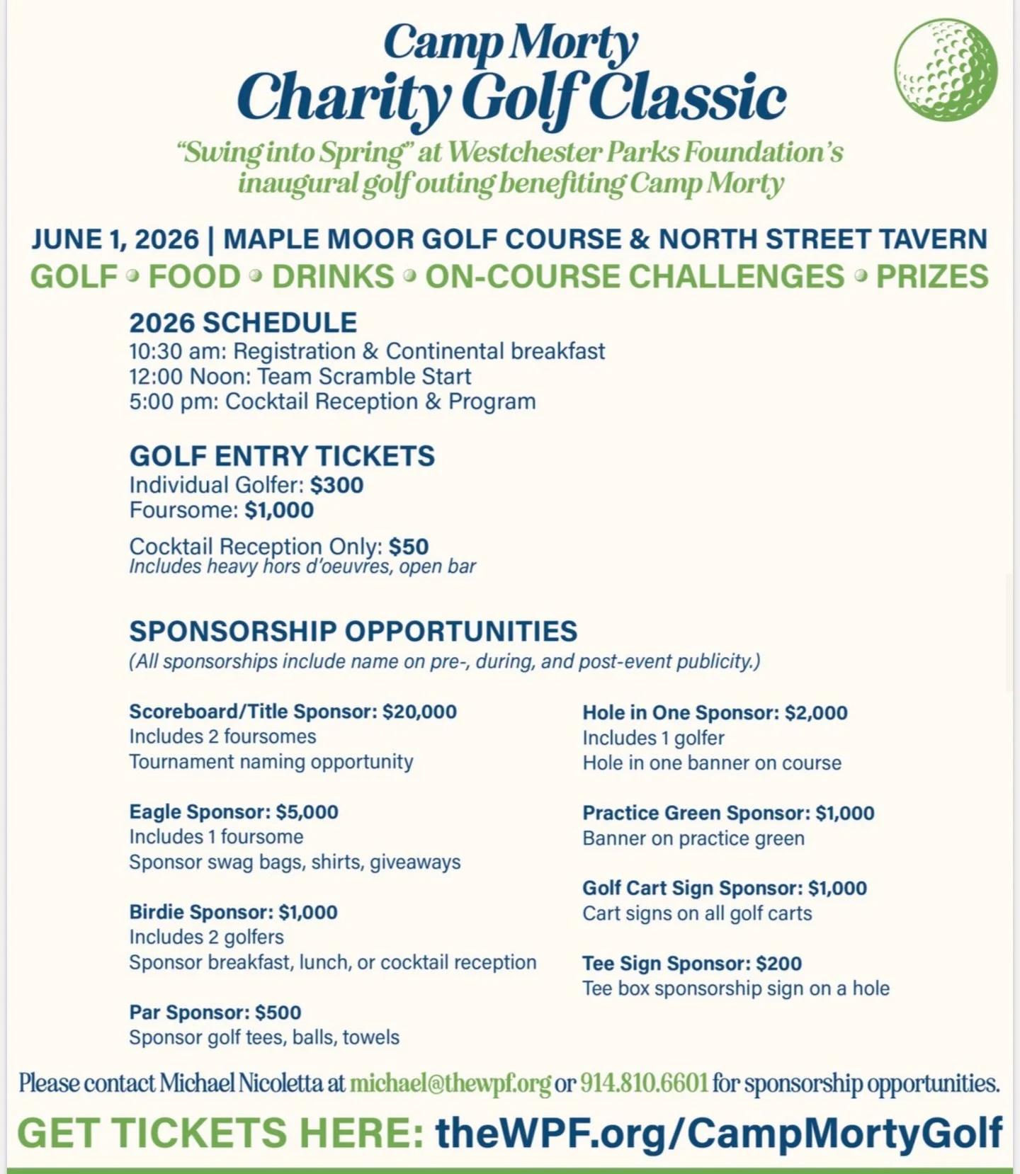 Join us for the Camp Morty Charity Golf Classic on June 1, 2026, at Maple Moor Golf Course &amp; @northstreettavern! Enjoy a day of golf, food, drinks, and exciting on-course challenges while supporting a great cause. Register for the event or explor