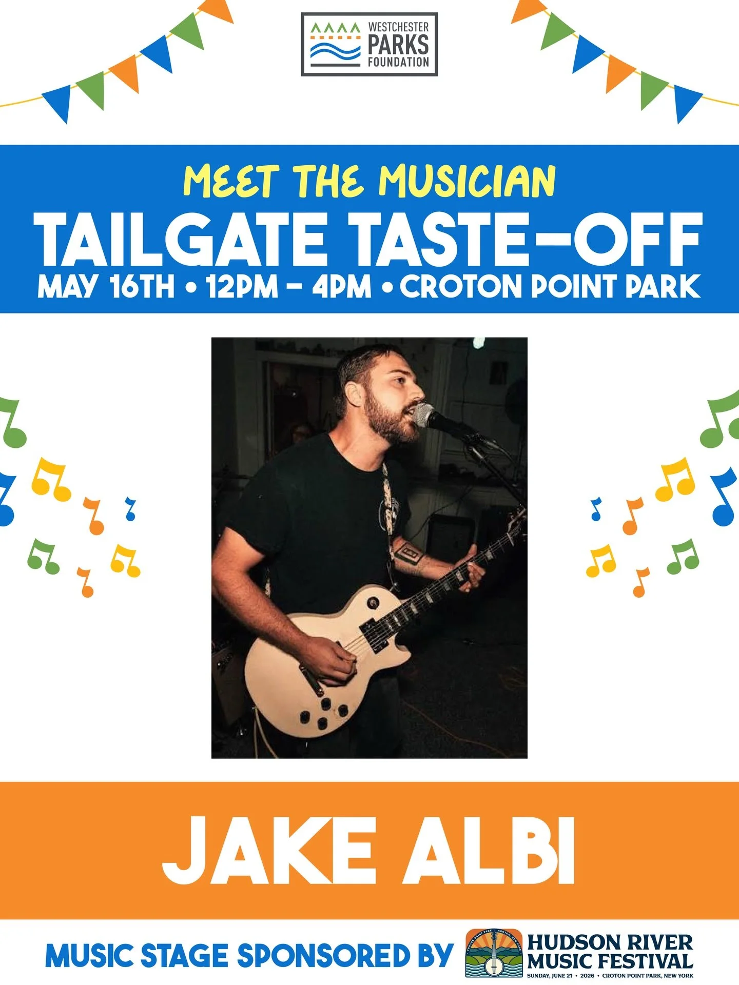 Announcing our first musician for our first Tailgate Taste-Off on May 16 at @crotonpointpark! @jakealbimusic, a Westchester-based singer/songwriter, who I s recognized for his unique vocal range and passion for creative audio production. He also fron