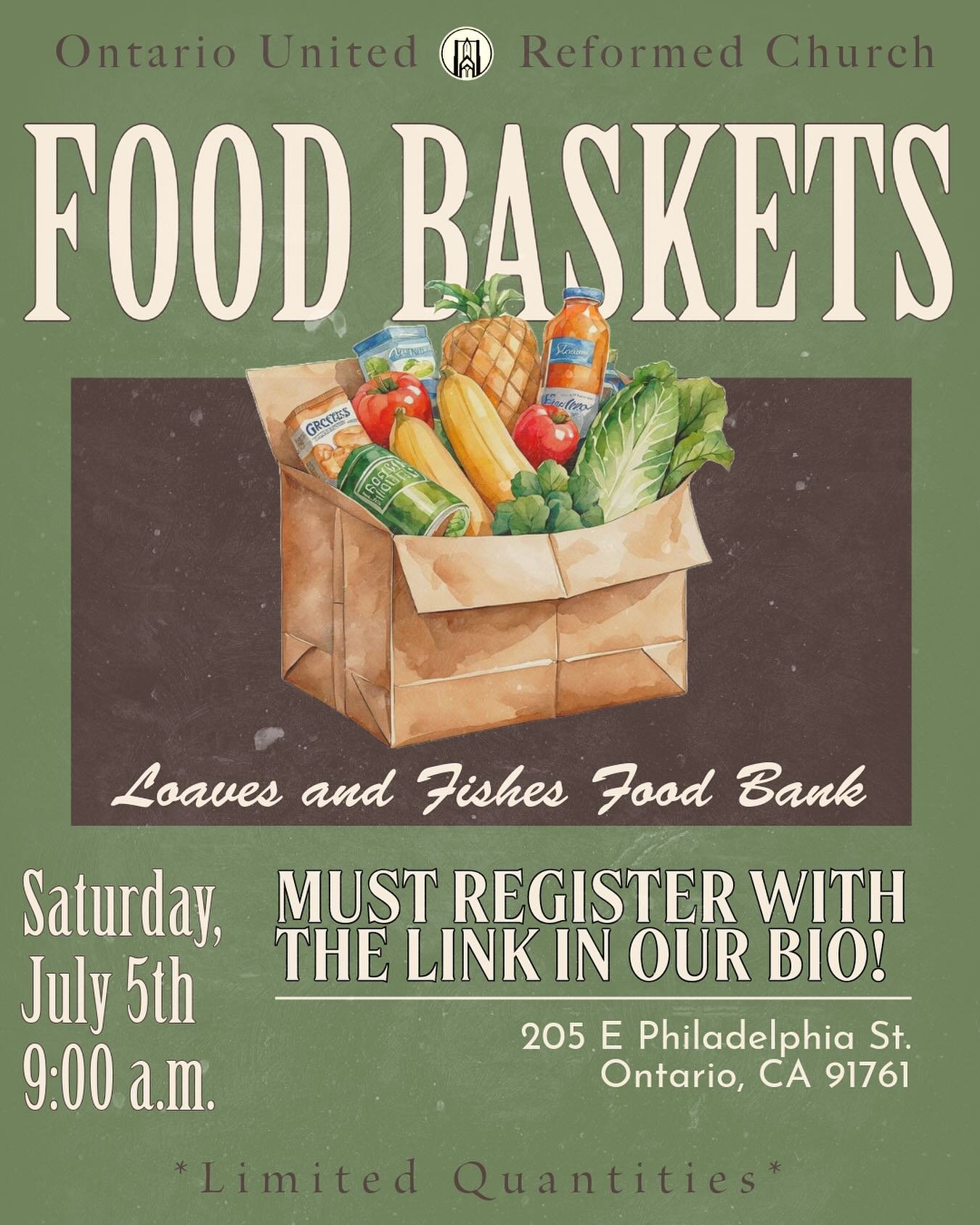 Hey Ontario!🤗 Our Loaves and Fishes Ministry have put together some extra food baskets for Saturday&rsquo;s distribution so make sure to sign up using the link in our bio.🔗 ⭐️Registration is required⭐️ Distribution will begin at 9 a.m. at Ontario U
