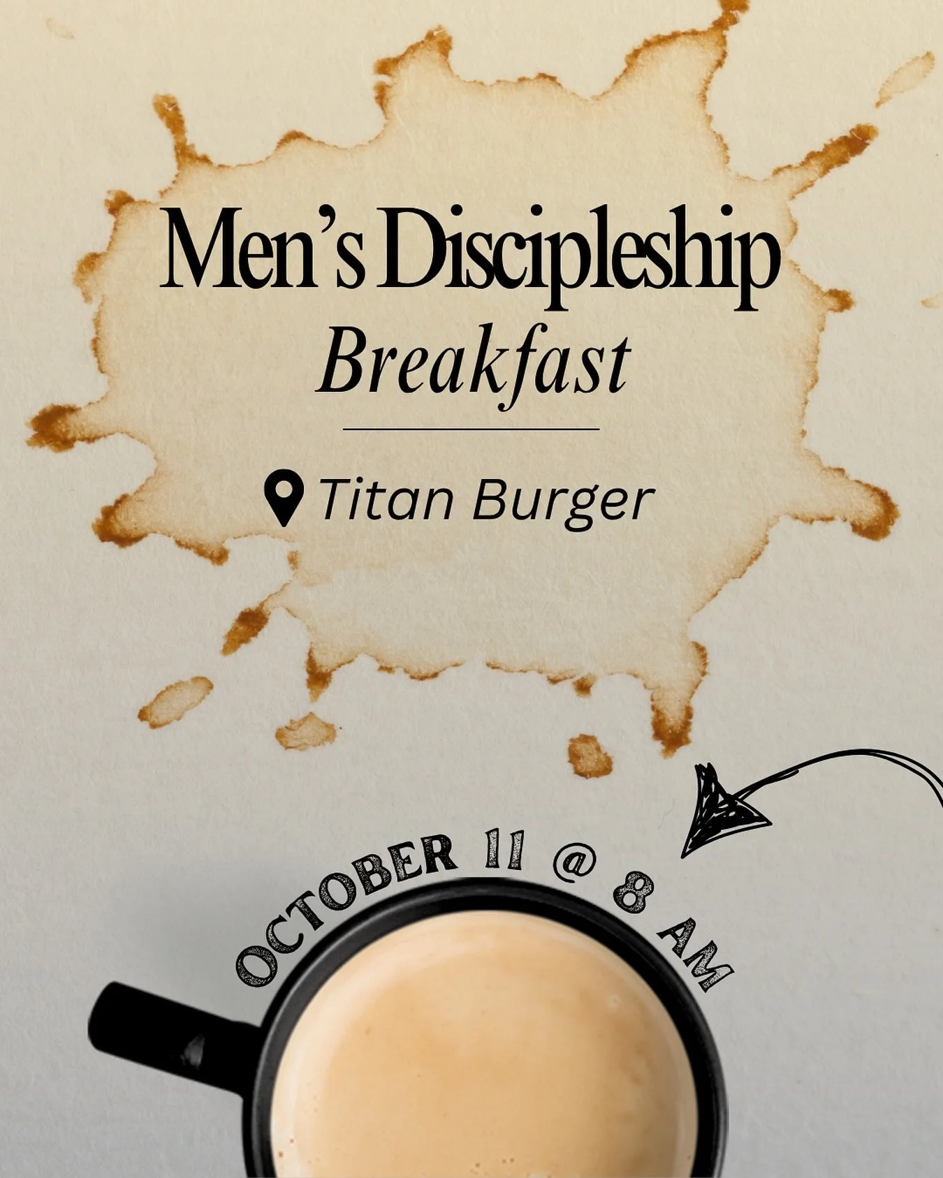 Brothers📢 This Saturday we will be having breakfast at Titans Burger at 8 a.m., join us for some fellowship and prayer as we dive deeper into the Word🙌🏼