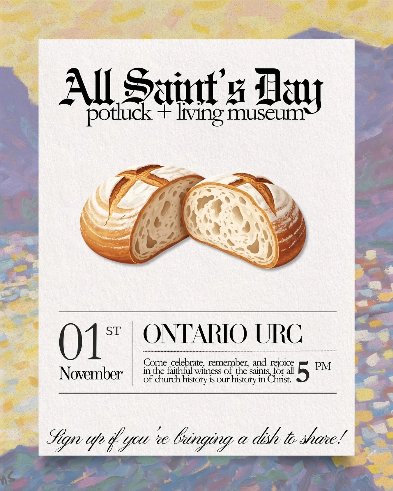 Hey hey Ontario fam🤗Join us Saturday, November 1st, 5-8 PM, as we give thanks to God for all the believers who have gone before us, on whose shoulders we stand as we continue our pilgrimage of faith🙌🏼 On the eve of All Saints Day, Martin Luther fa