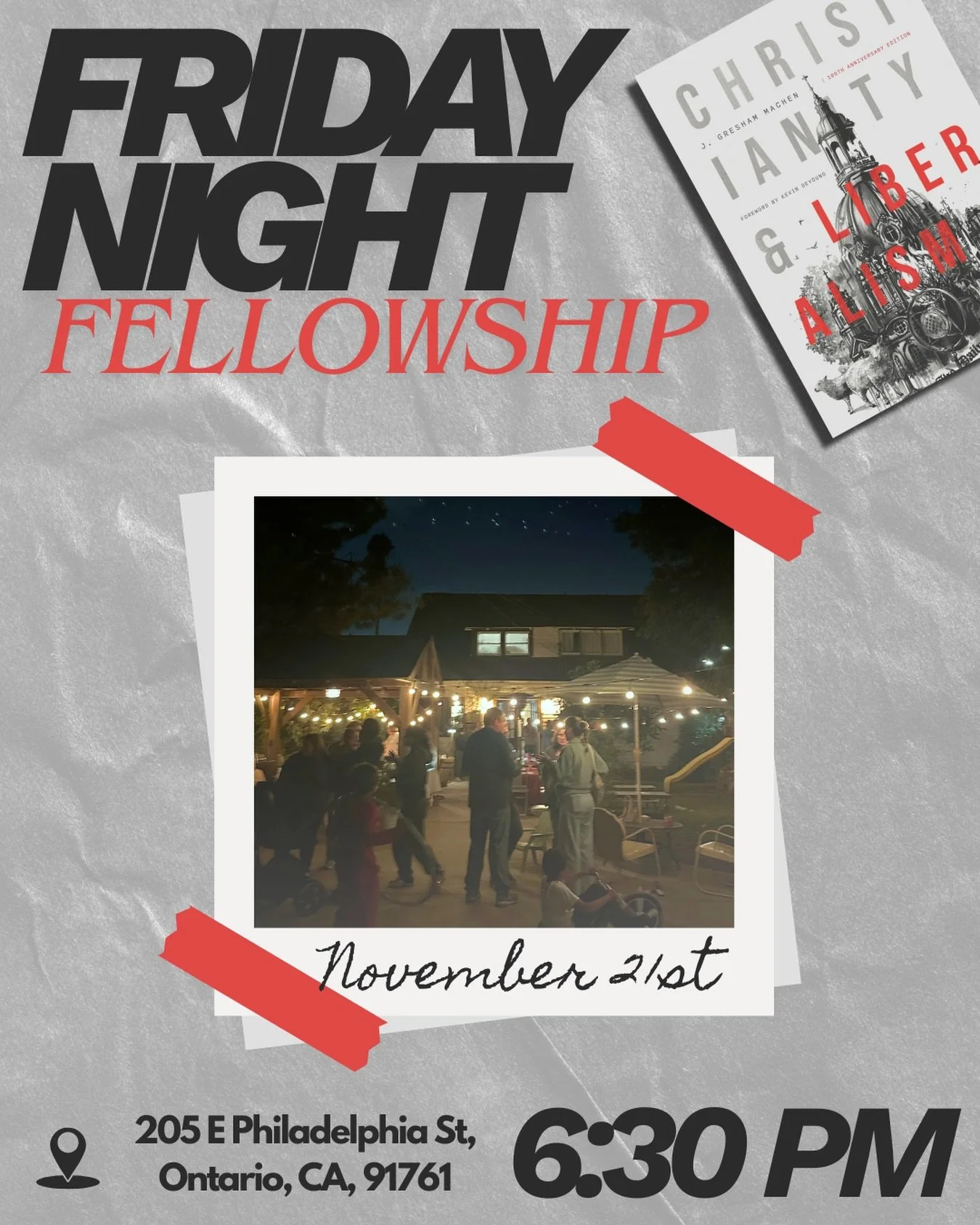 We are excited to have you join us for our fifth and final session of Friday Night Fellowship this week Friday, November 21st! Even if you have not been able to attend any other Friday night gatherings, we warmly welcome you to join us this week.🥰

