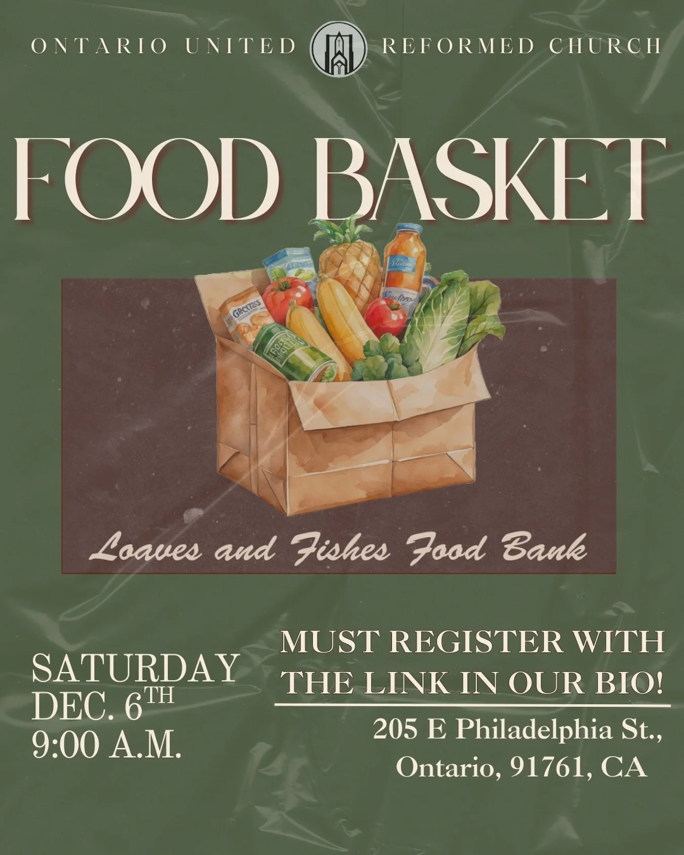 Hey Ontario family🤍 We have some food baskets ready for ya! Be sure to sign up using the link in our bio in order to receive a basket! 🙌🏼 Pick up will be on Saturday, 9 am at 205 E Philadelphia St, Ontario, CA✨