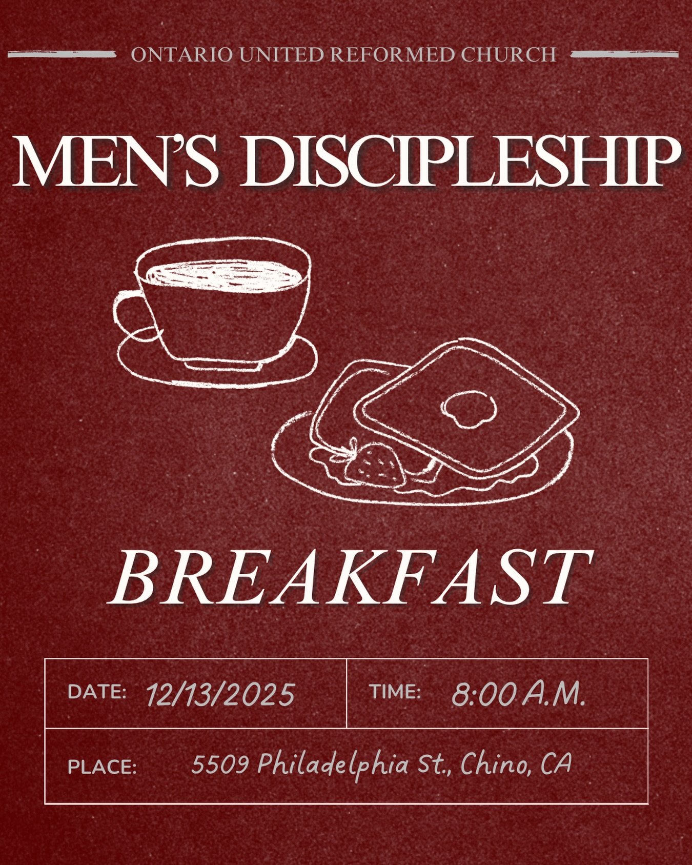 Brothers this Saturday at Titan Burger we will be holding our biweekly men&rsquo;s discipleship study 📖 Join us as we grow not only in fellowship, but also in the knowledge and grace of our Lord Jesus Christ!🙌🏼 Hope to see you there 😊