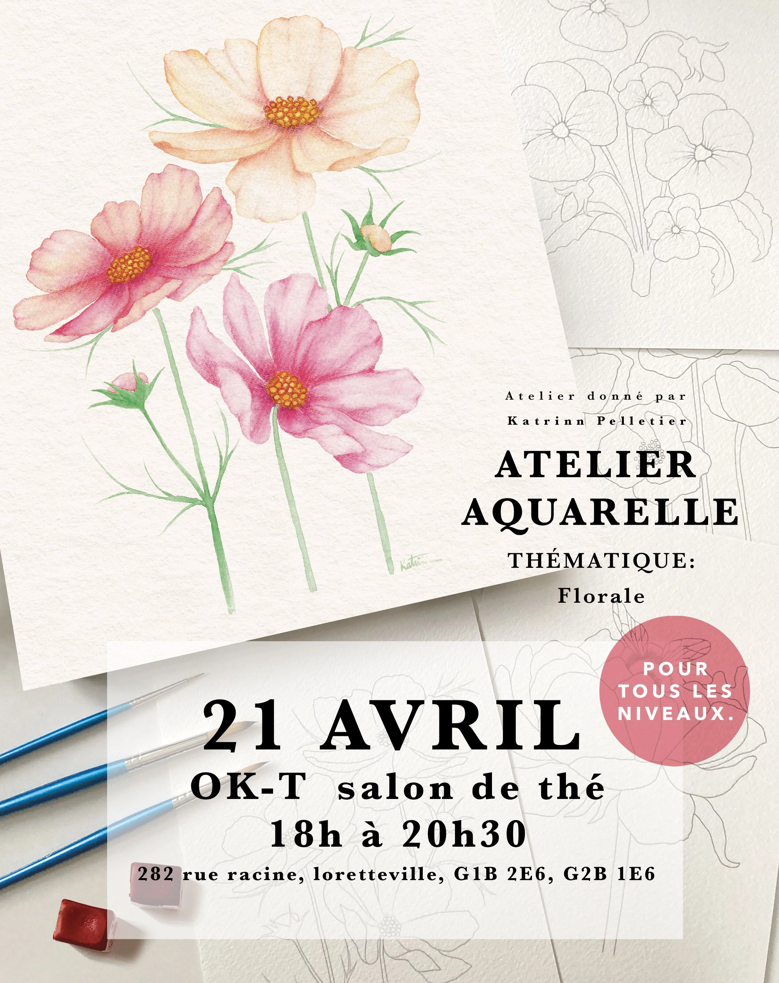 Atelier aquarelle INITIATION / 21 AVRIL 2026